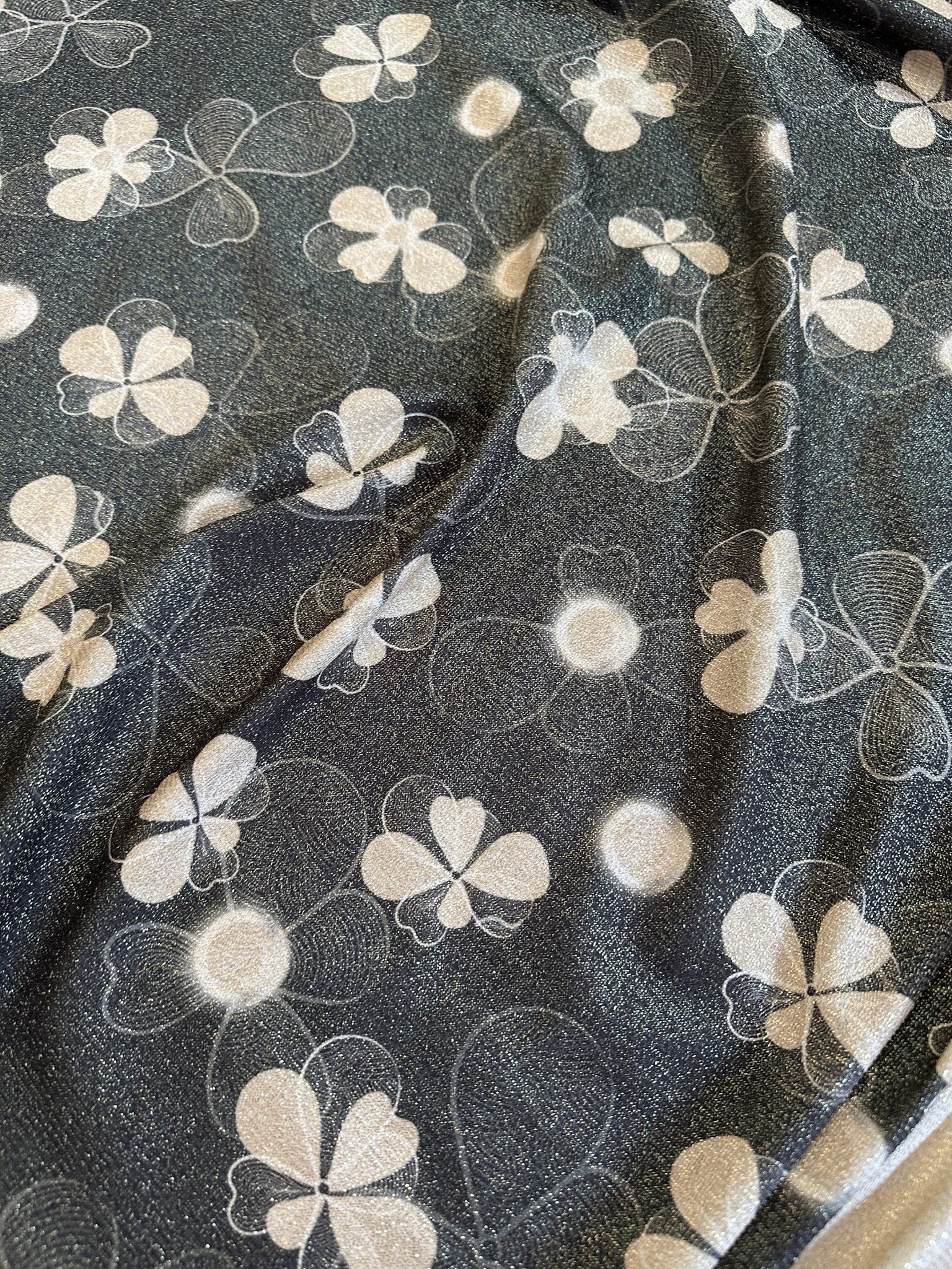 Floral pattern Gold Lurex Fabric, Glitter Knited 4 - way Strecth - Whotex Online Fabric Store