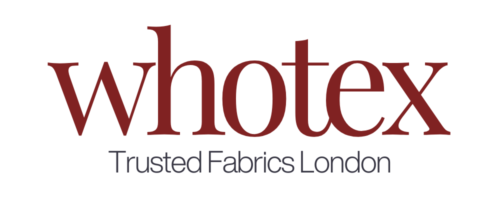 Whotex logo with text 'Trusted Fabrics London' on a white background