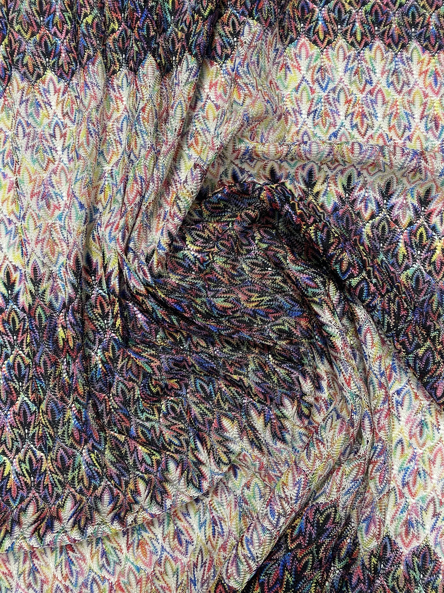 Iridescent Multicolour Mesh Knit Fabric by the Metre