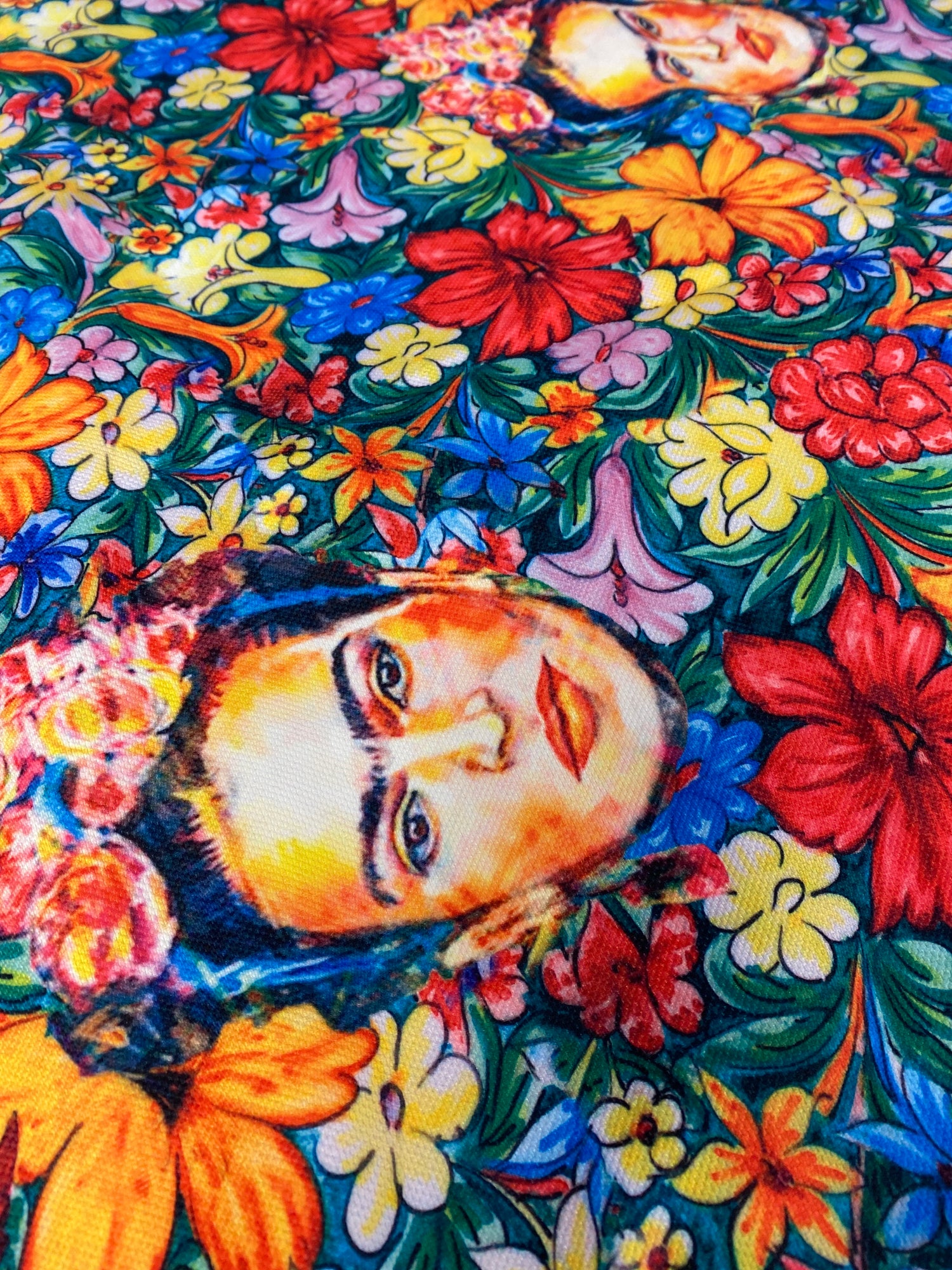 Frida Kahlo Floral Upholstery Fabric - Vibrant Artistic Design for Home Decor