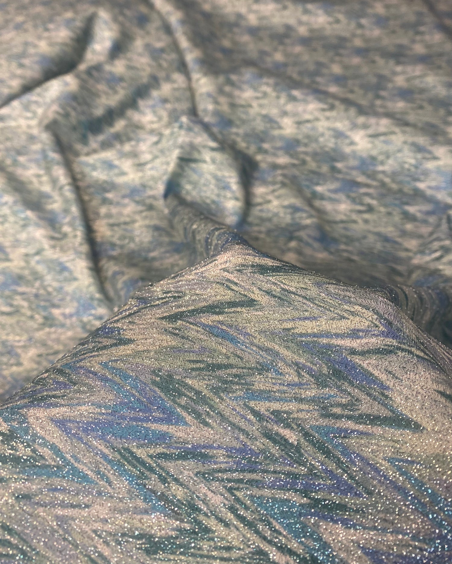Sage & Blue Chevron Fabric by the Metre