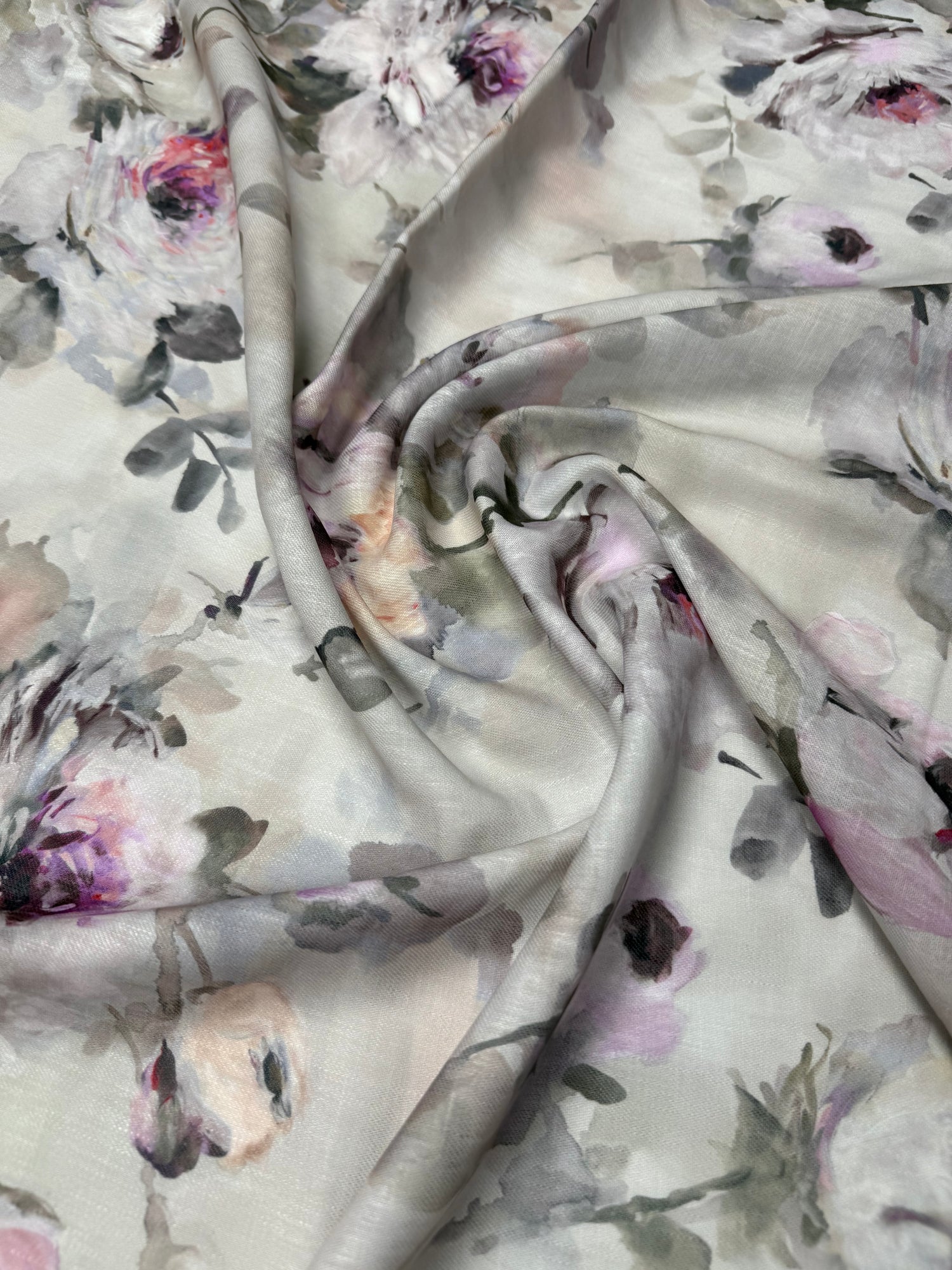 Soft Floral Print Linen Fabric by the Metre