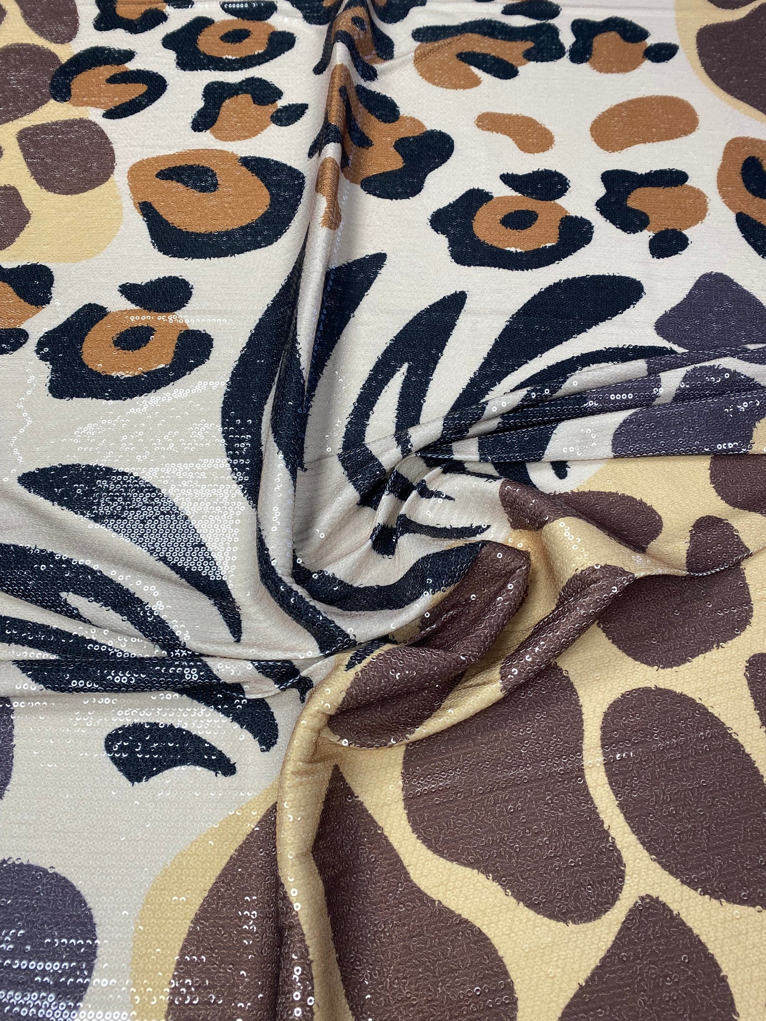 Animal Print Sequin Fabric by the Metre