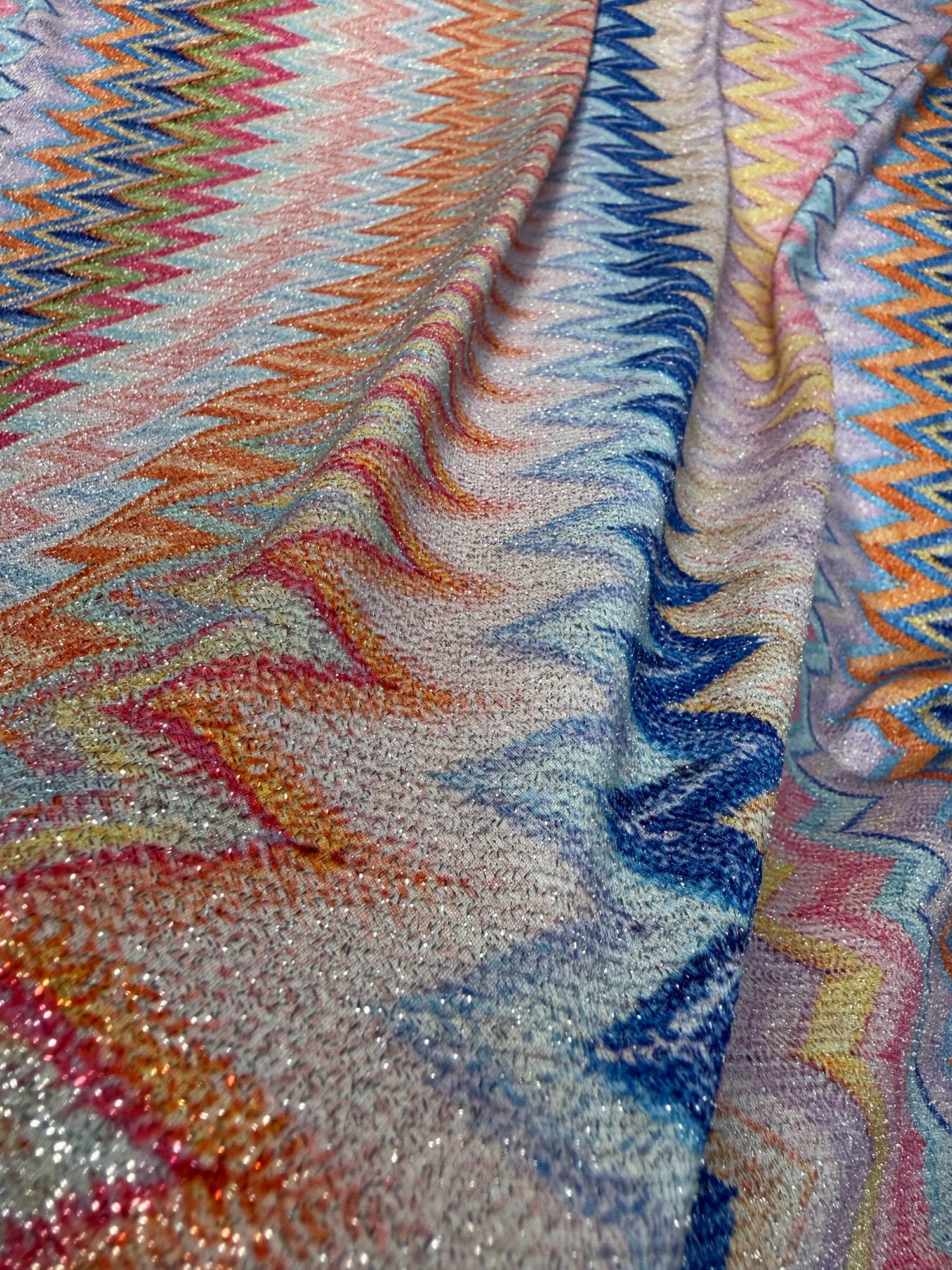 Pastel Zigzag Lurex Fabric by the Metre