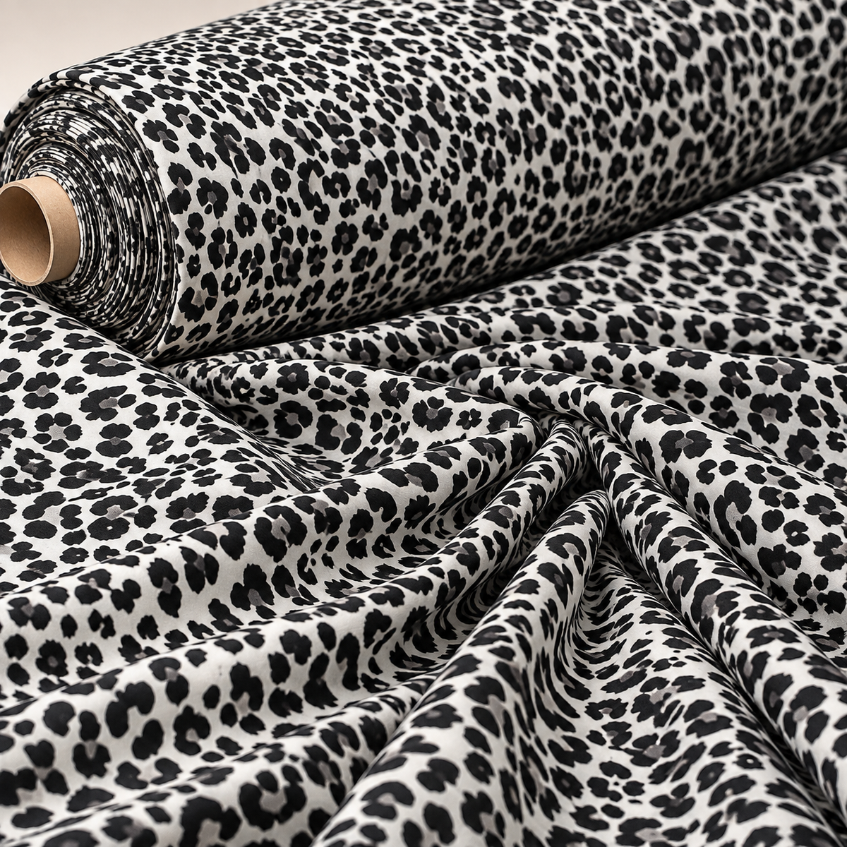 Black & White Leopard Print Fabric by the Metre