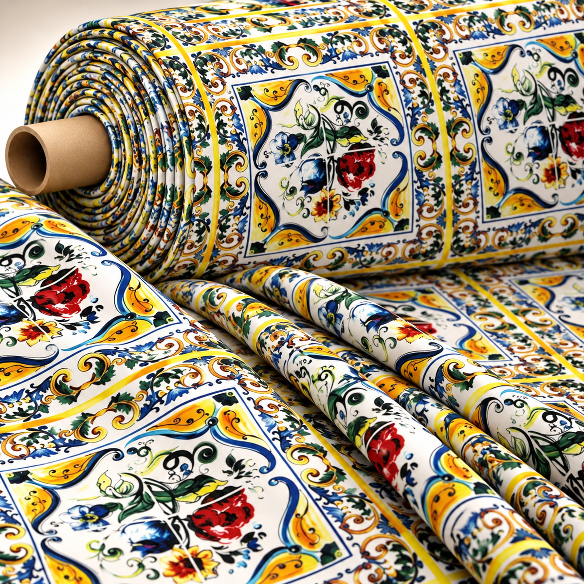 Majolica Pattern Luxury Fabric by Metre