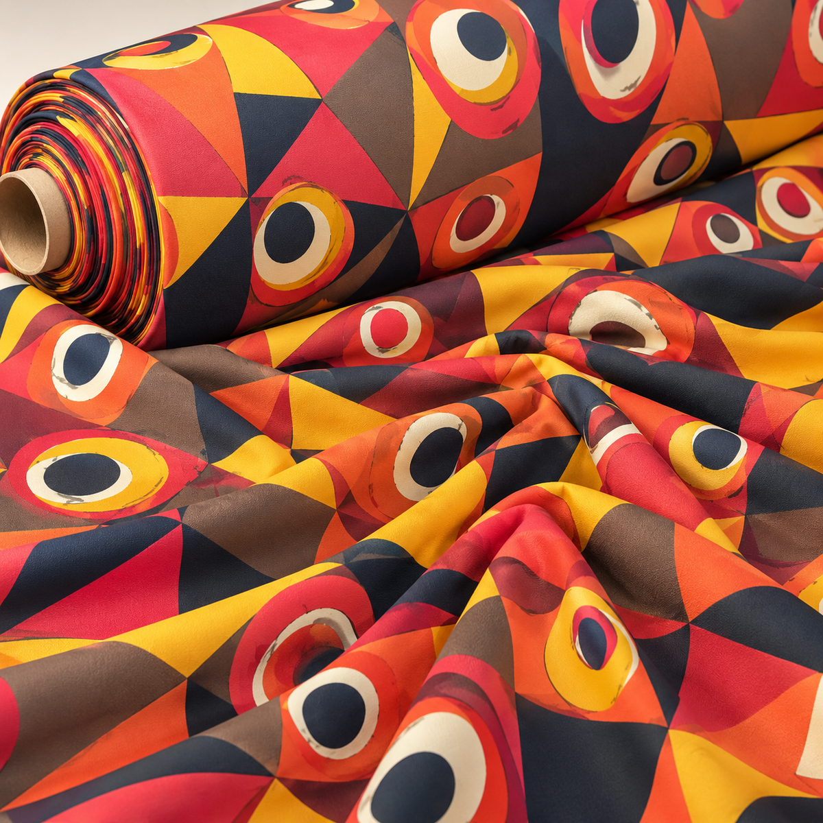 Retro Geometric Print Fabric by the Metre