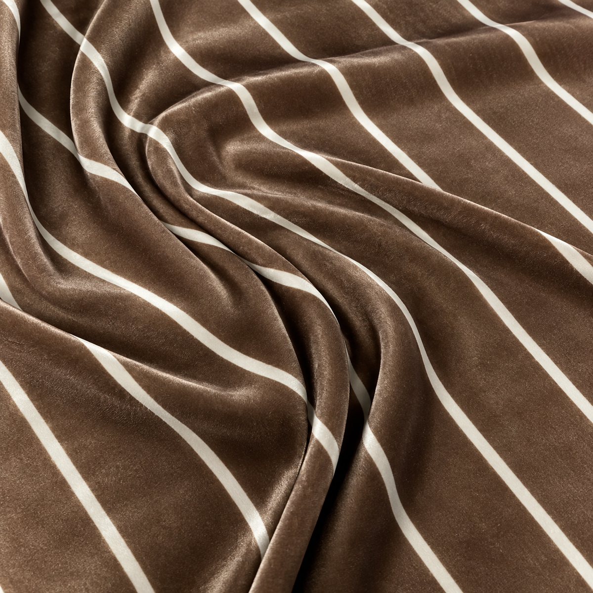 Brown Striped Velvet Fabric by the Metre