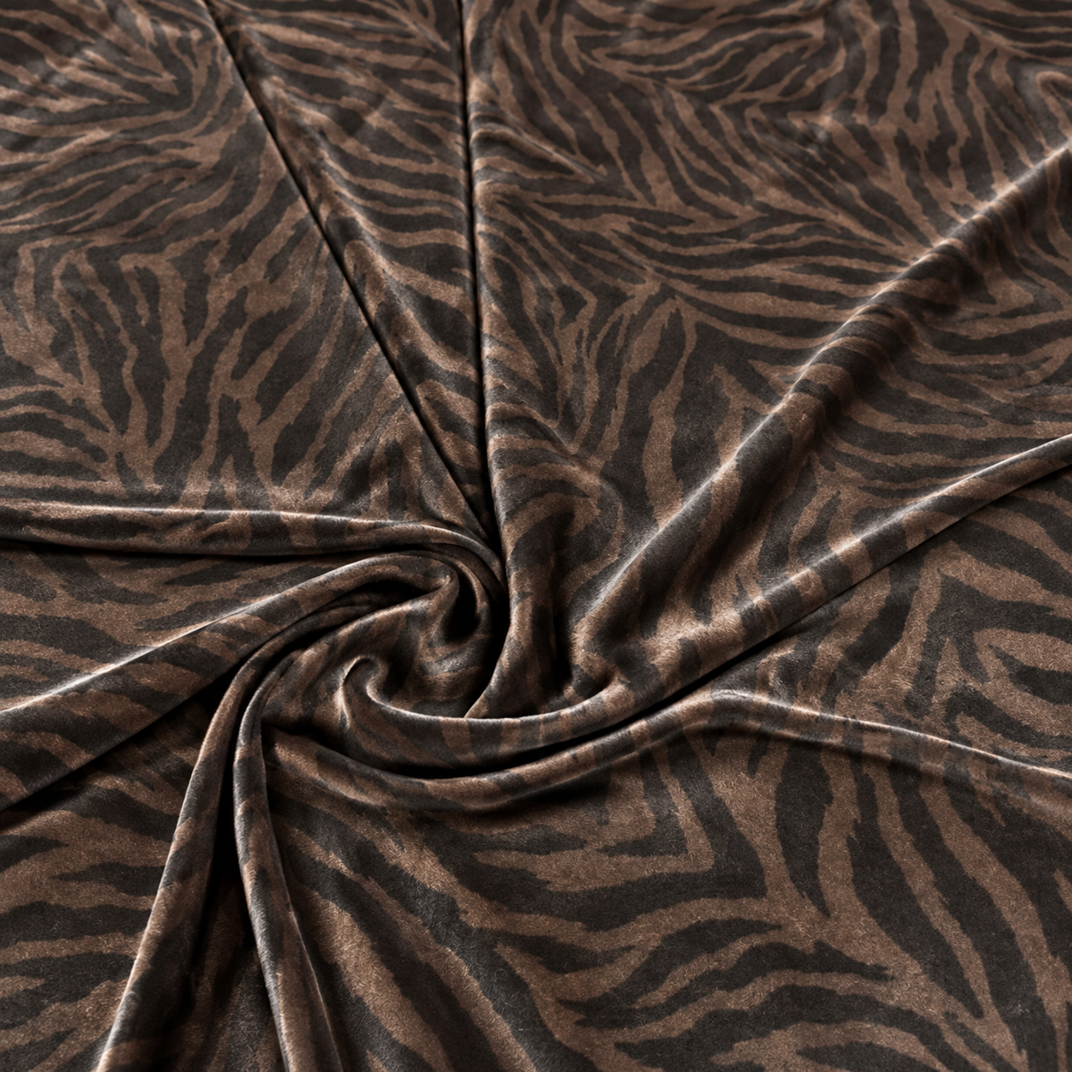 Elegant Brown Zebra Velvet Fabric by the Metre