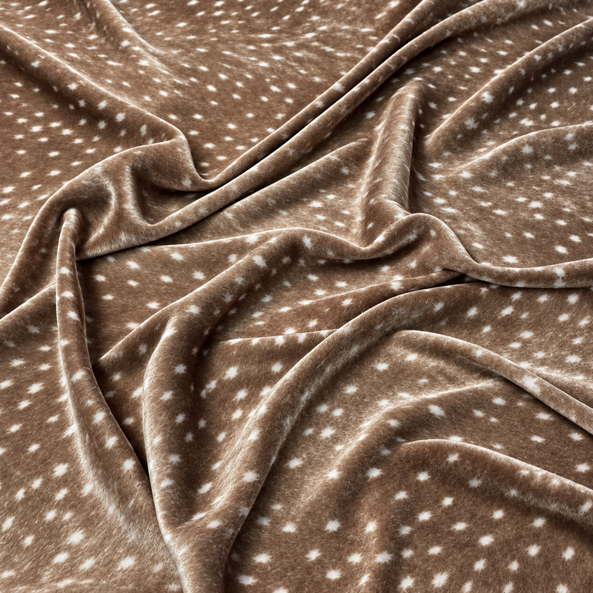 Taupe Mini Spot Print Stretch Velvet Fabric by the Metre