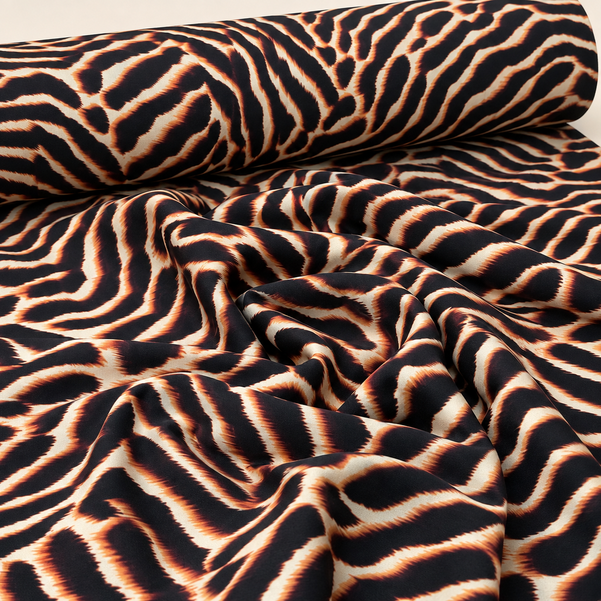 Brown and Black Animal Stretch Scuba Fabric by the Metre