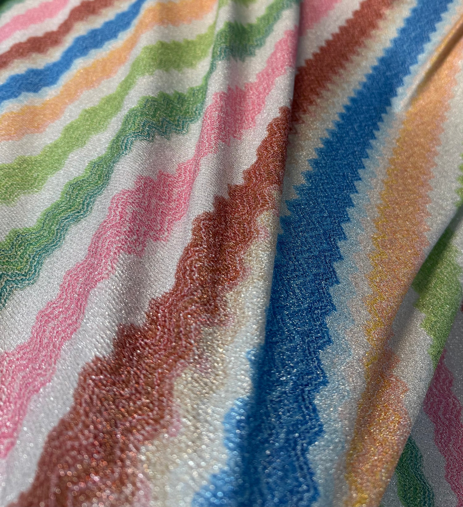 Pastel Chevron Lurex Fabric by the Metre