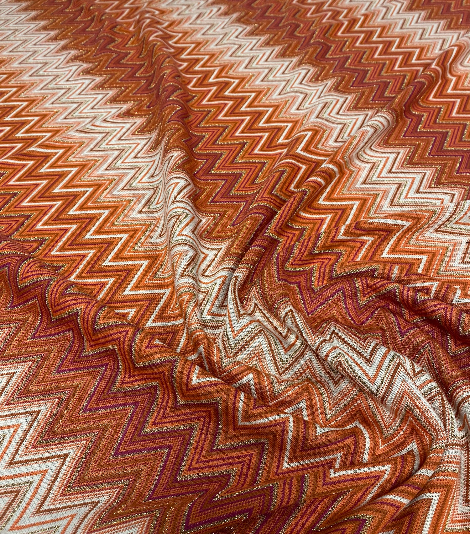 Orange Glitter Mesh Knitted Fabric for Crafting and Fashion Projects
