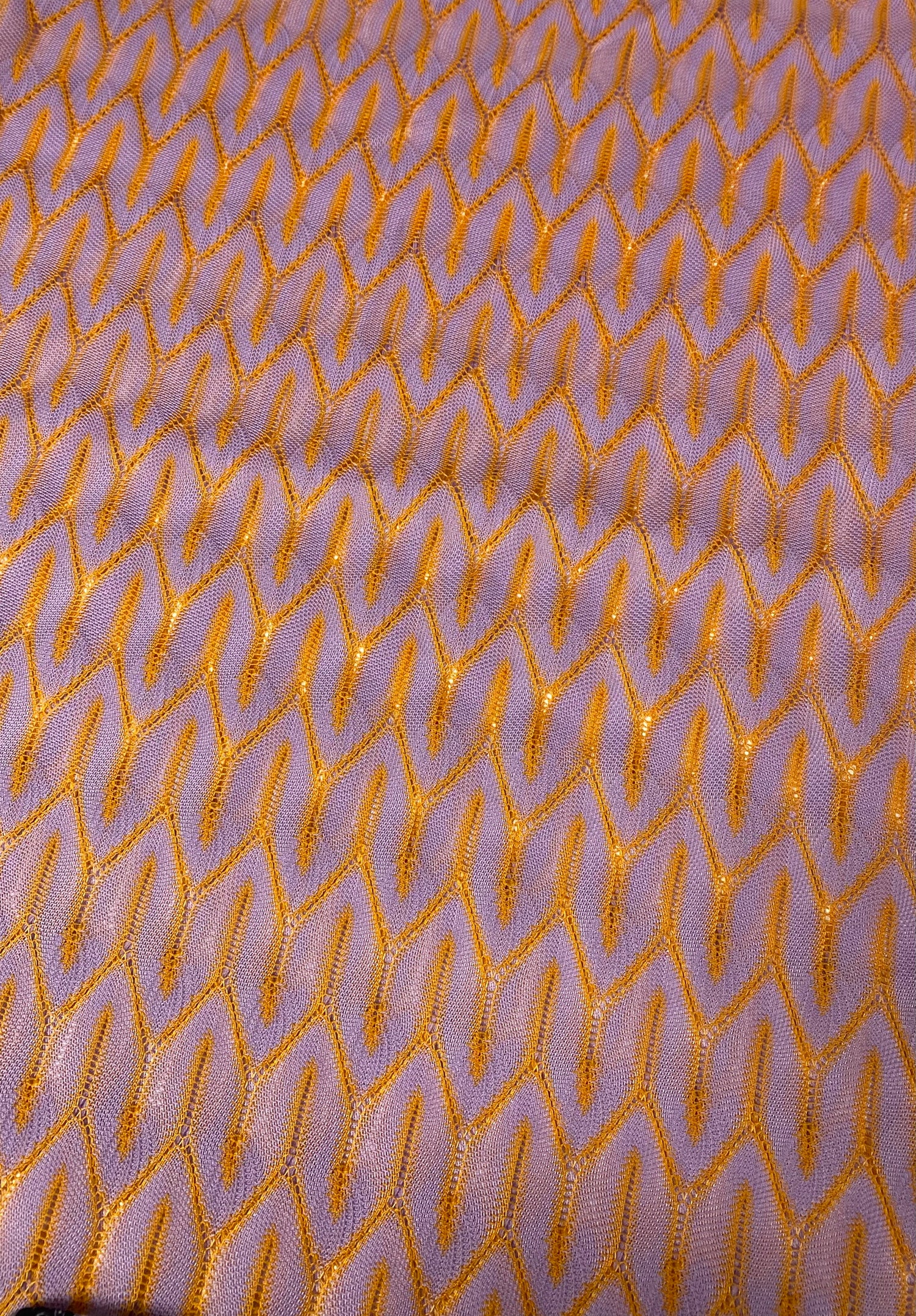 Zigzag Knit Jersey Mesh Fabric in Lilac  Orange