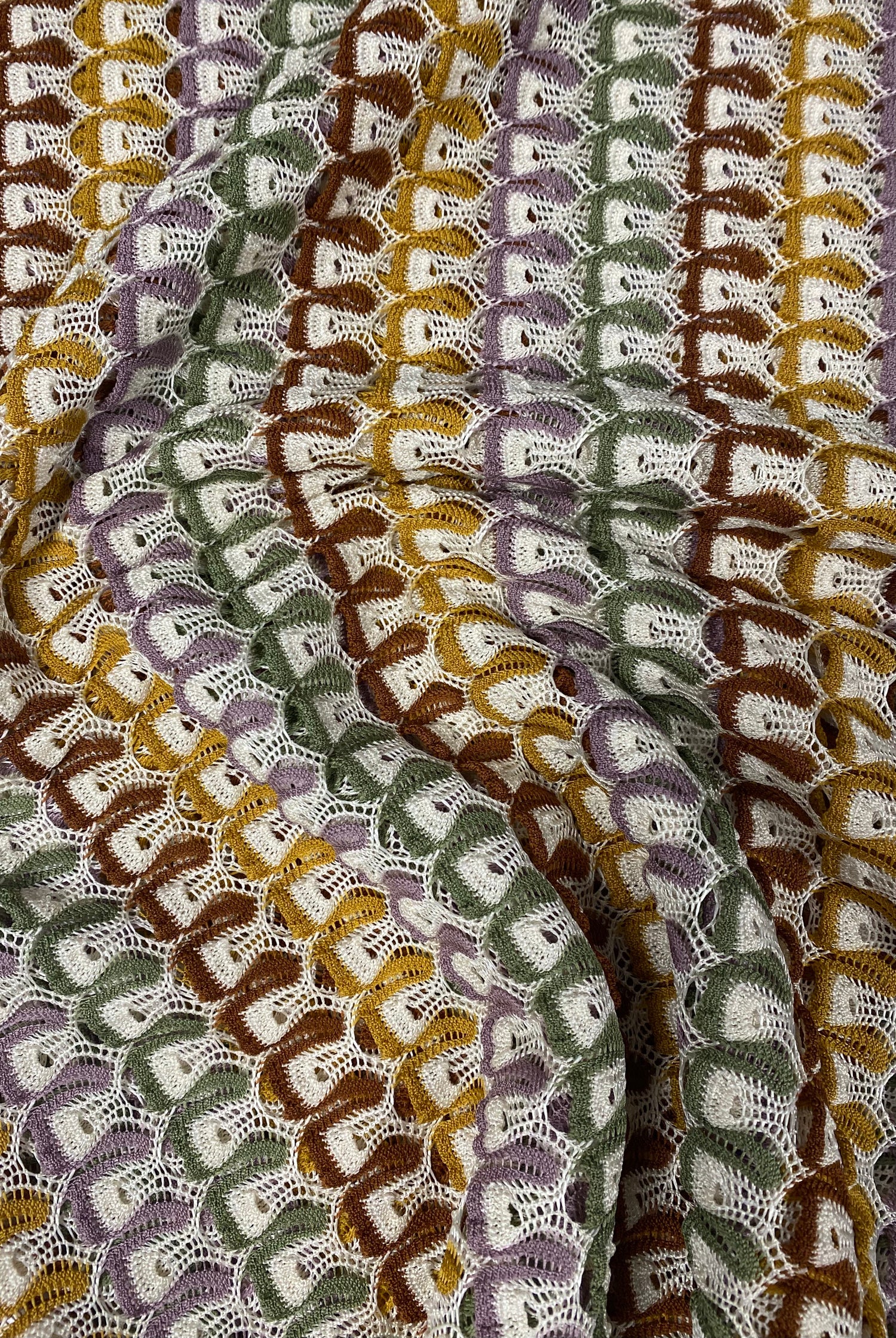 Soft Color Zigzag Knit Jersey Mesh Fabric for Crafting and Apparel