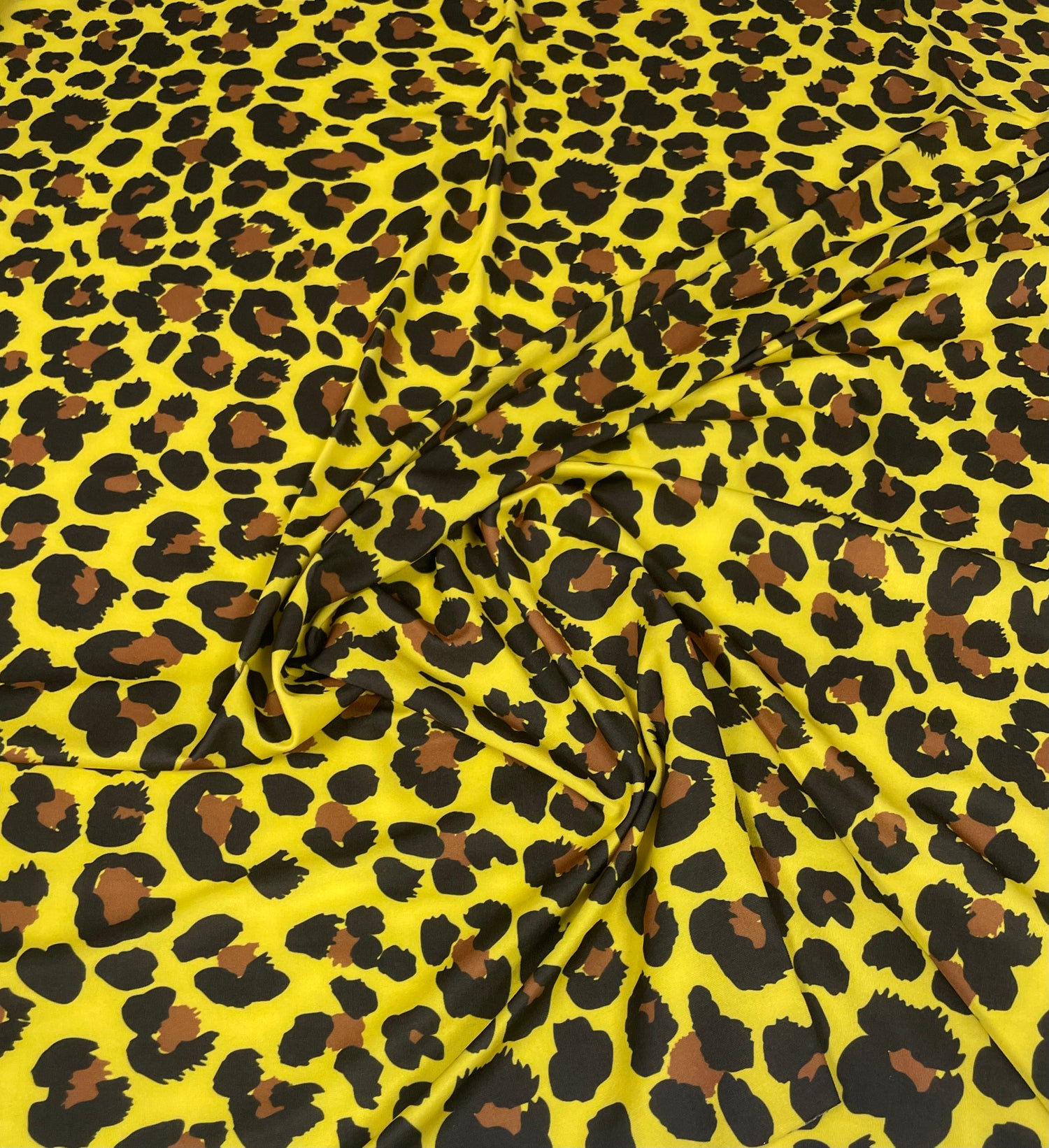 Yellow Leopard Print Spandex Fabric by the Metre
