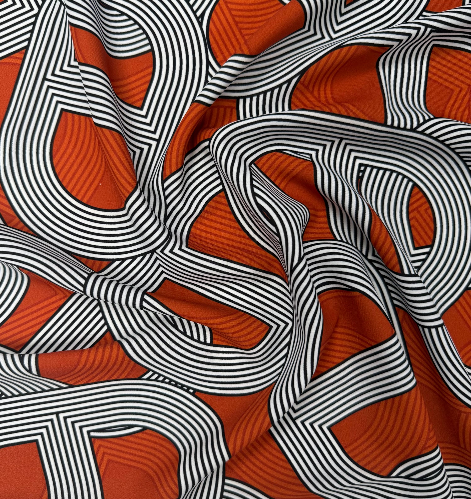 Rust Orange Geometric Pattern Fabric by the Metre