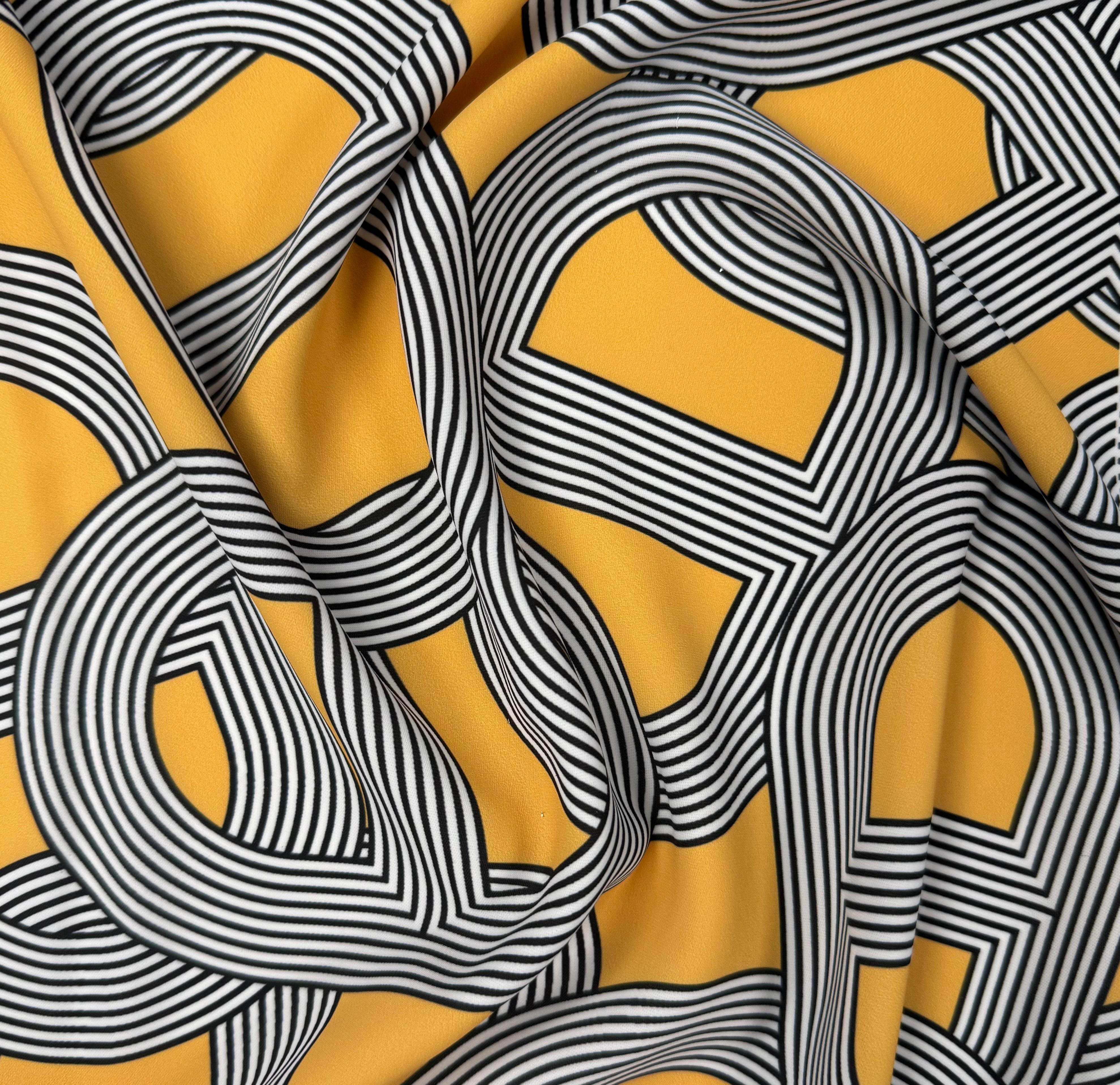 Mustard Geometric Pattern Fabric by the Metre – Whotex Fabrics London
