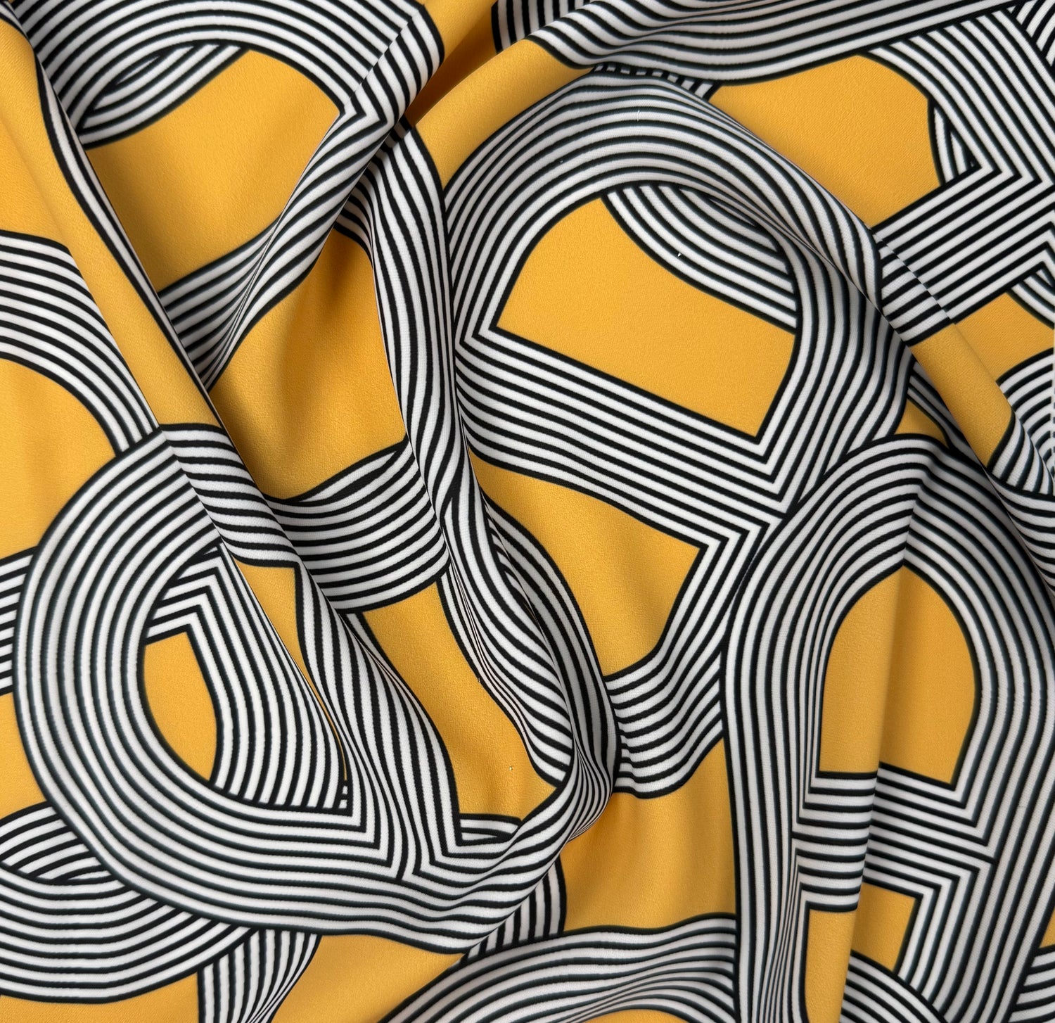 Mustard Geometric Pattern Fabric by the Metre