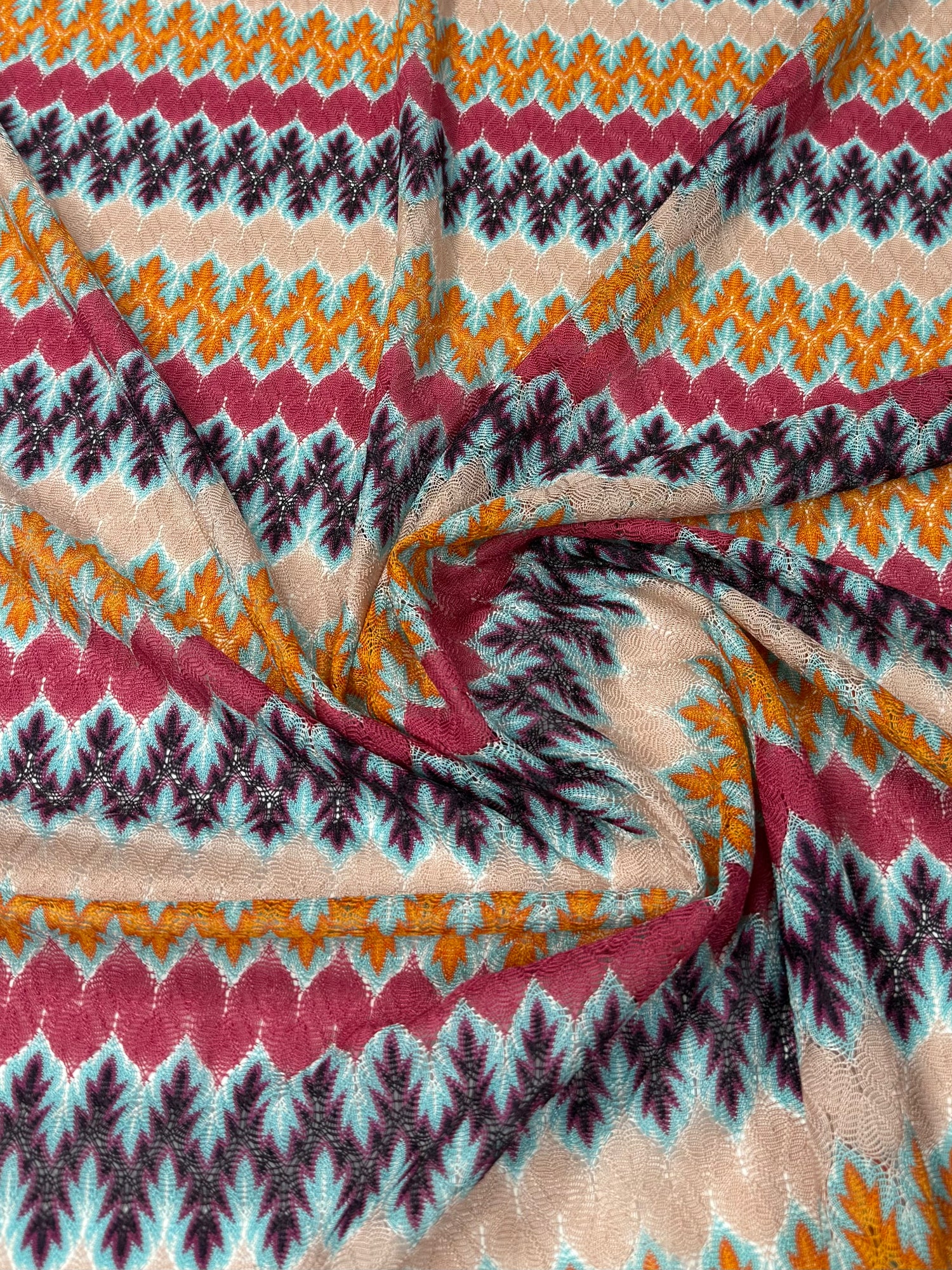 Geometric Pattern Mesh Knit Fabric by the Metre