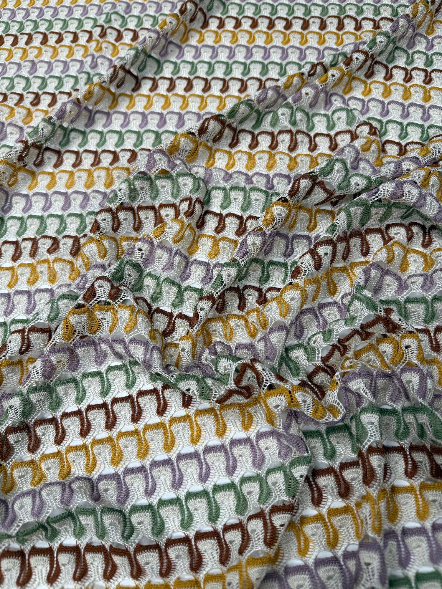 Multicolour Textured Mesh Knit Fabric by the Metre