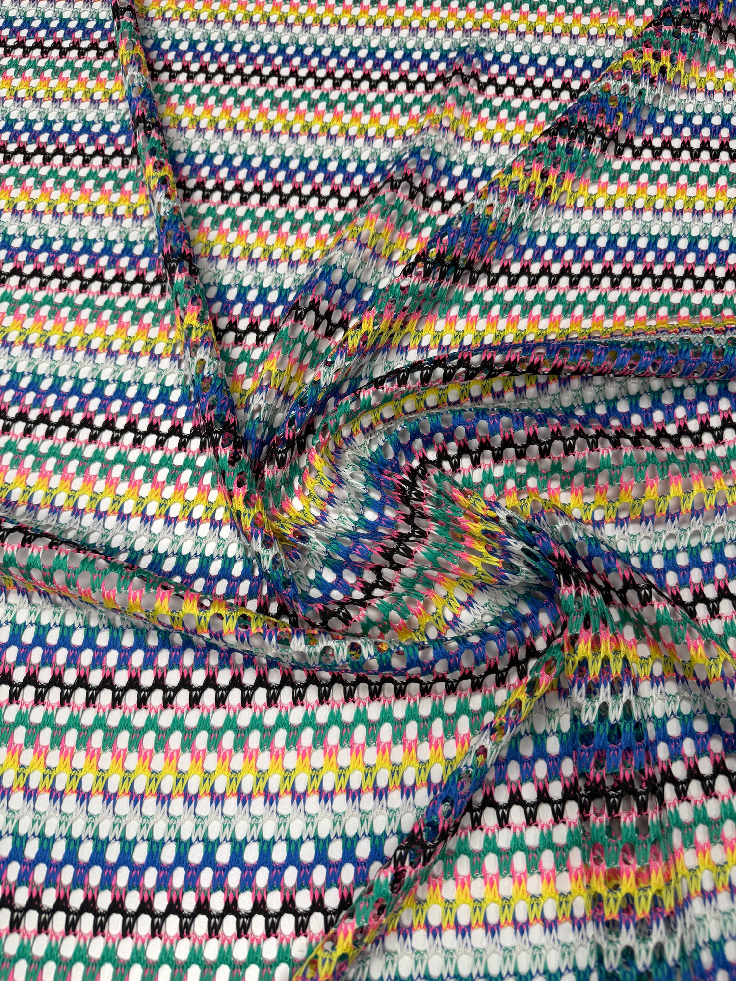 Multicolour Open Knit Mesh Fabric by the Metre