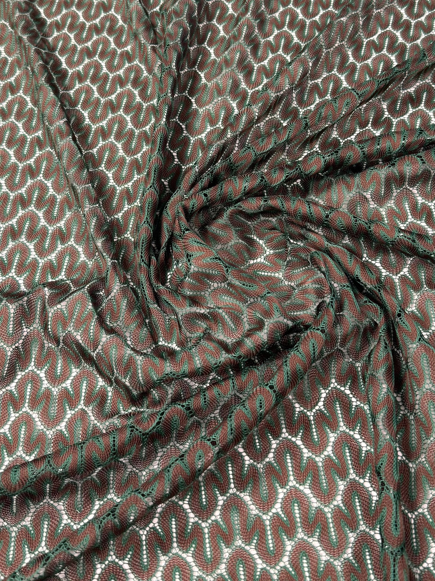 Earthy Tones Textured Pattern Mesh Knit Fabric by the Metre