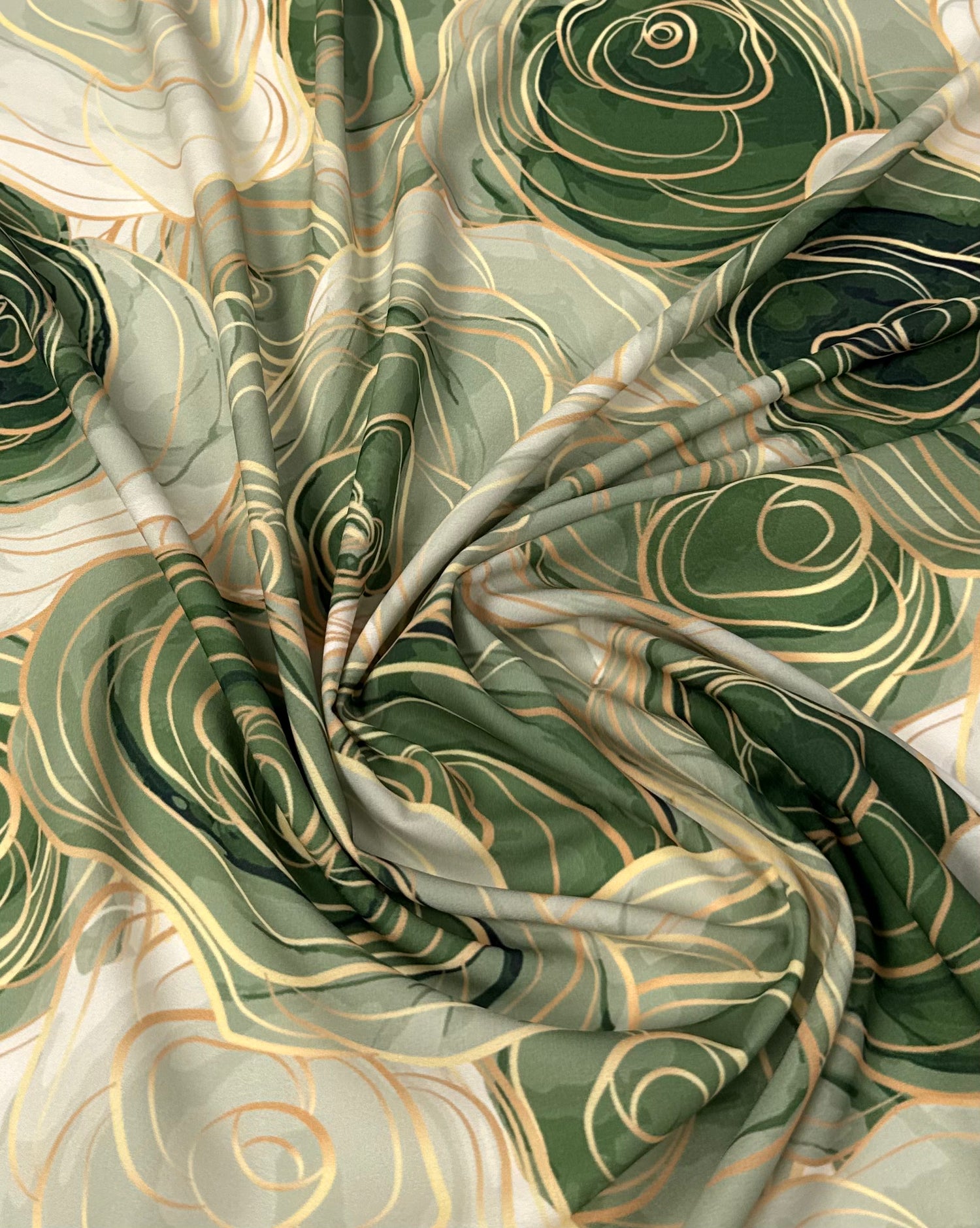 Floral Moss Crepe Fabric by the Metre