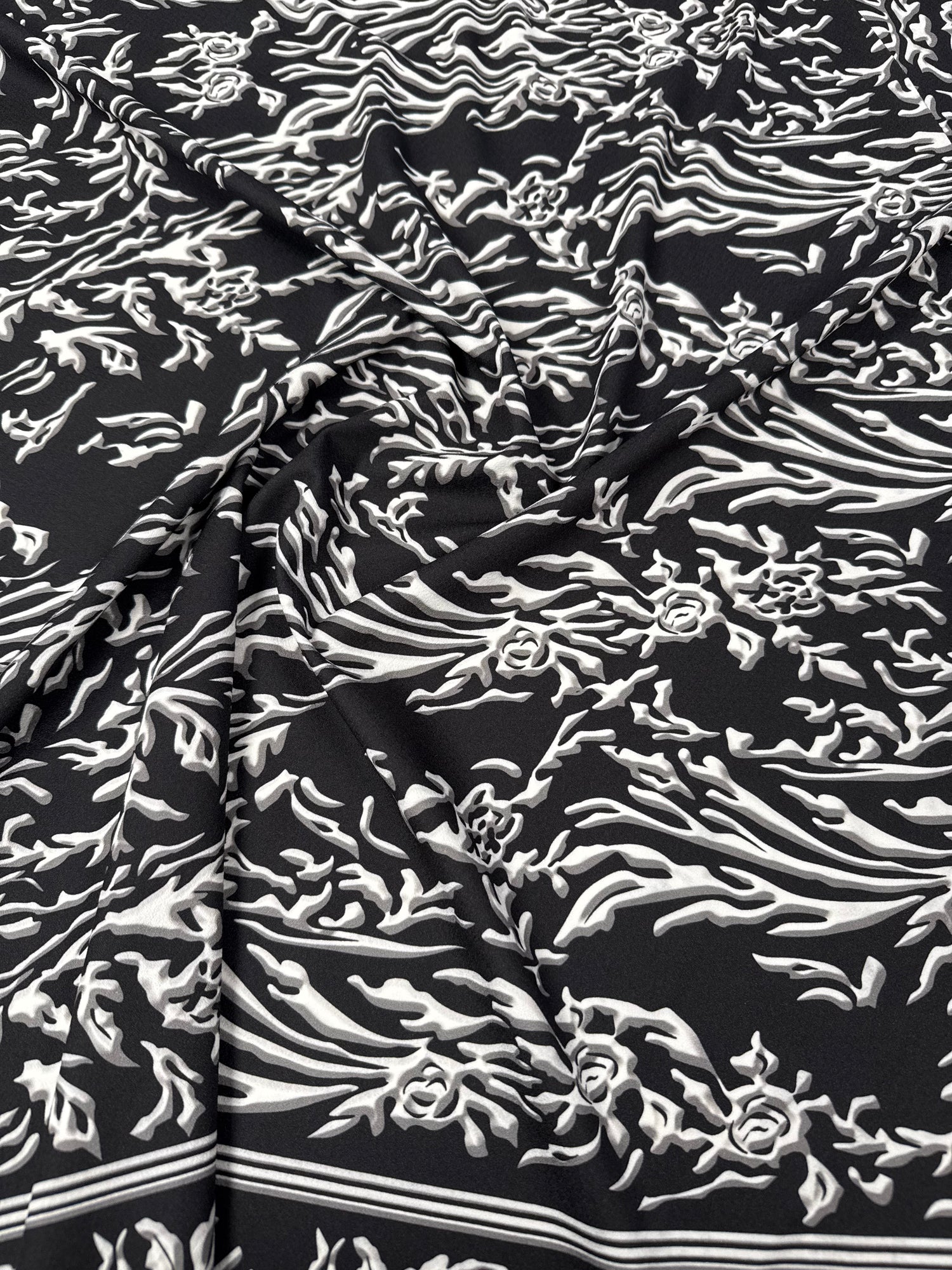 Monochrome Coral Wool Crepe Fabric by the Metre