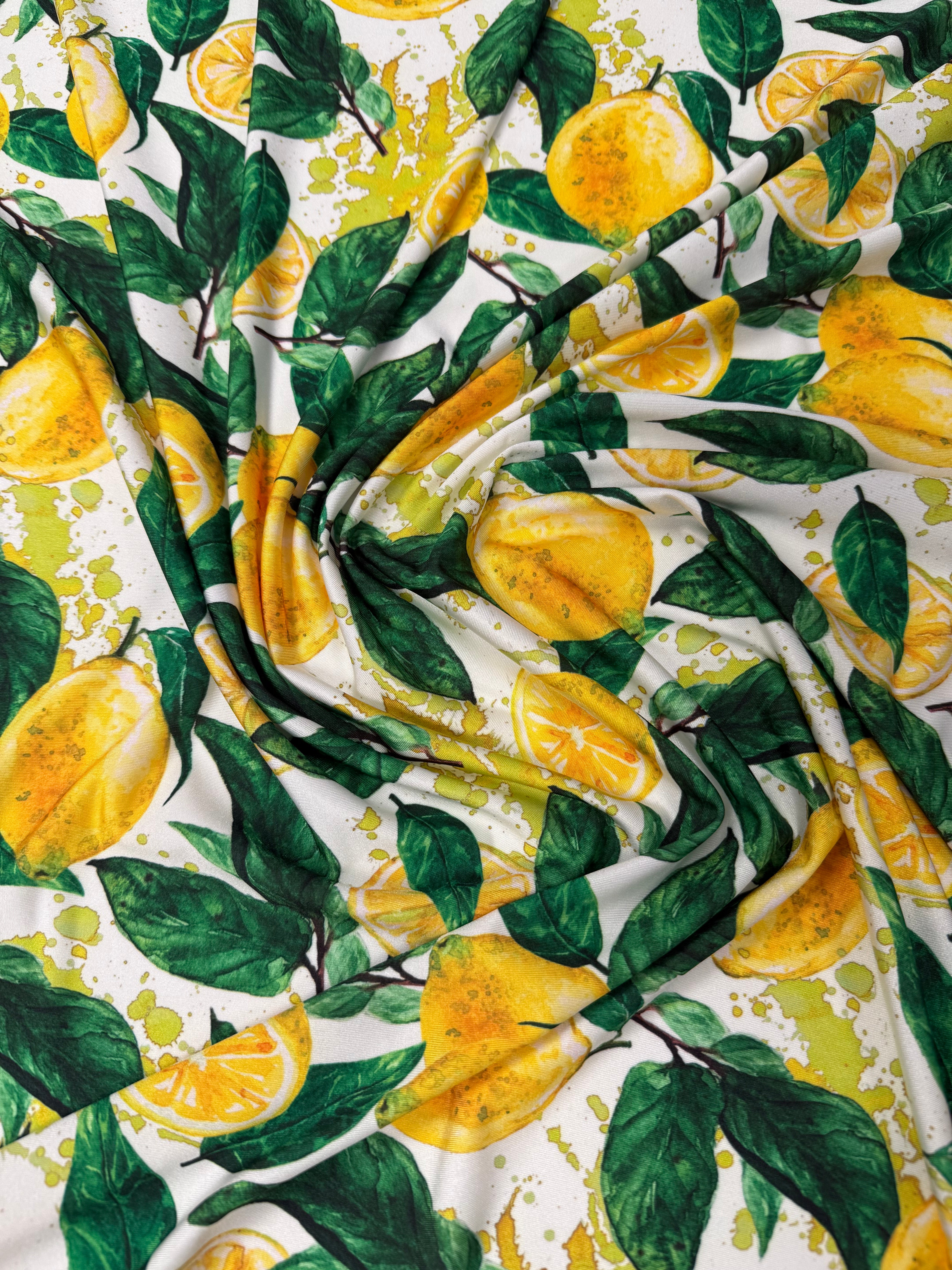 Lemon Pattern Fabric – Custom Printed Fabric on Satin, Crepe, Lycra ...
