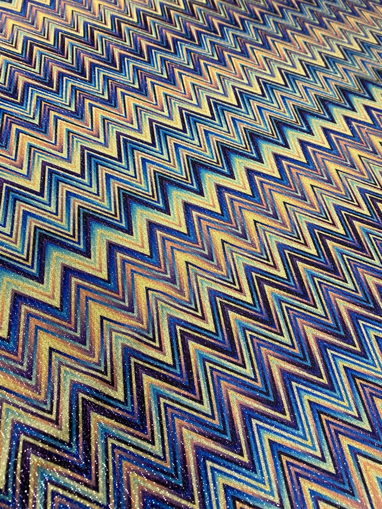 Blue Zigzag Fabric with Lurex
