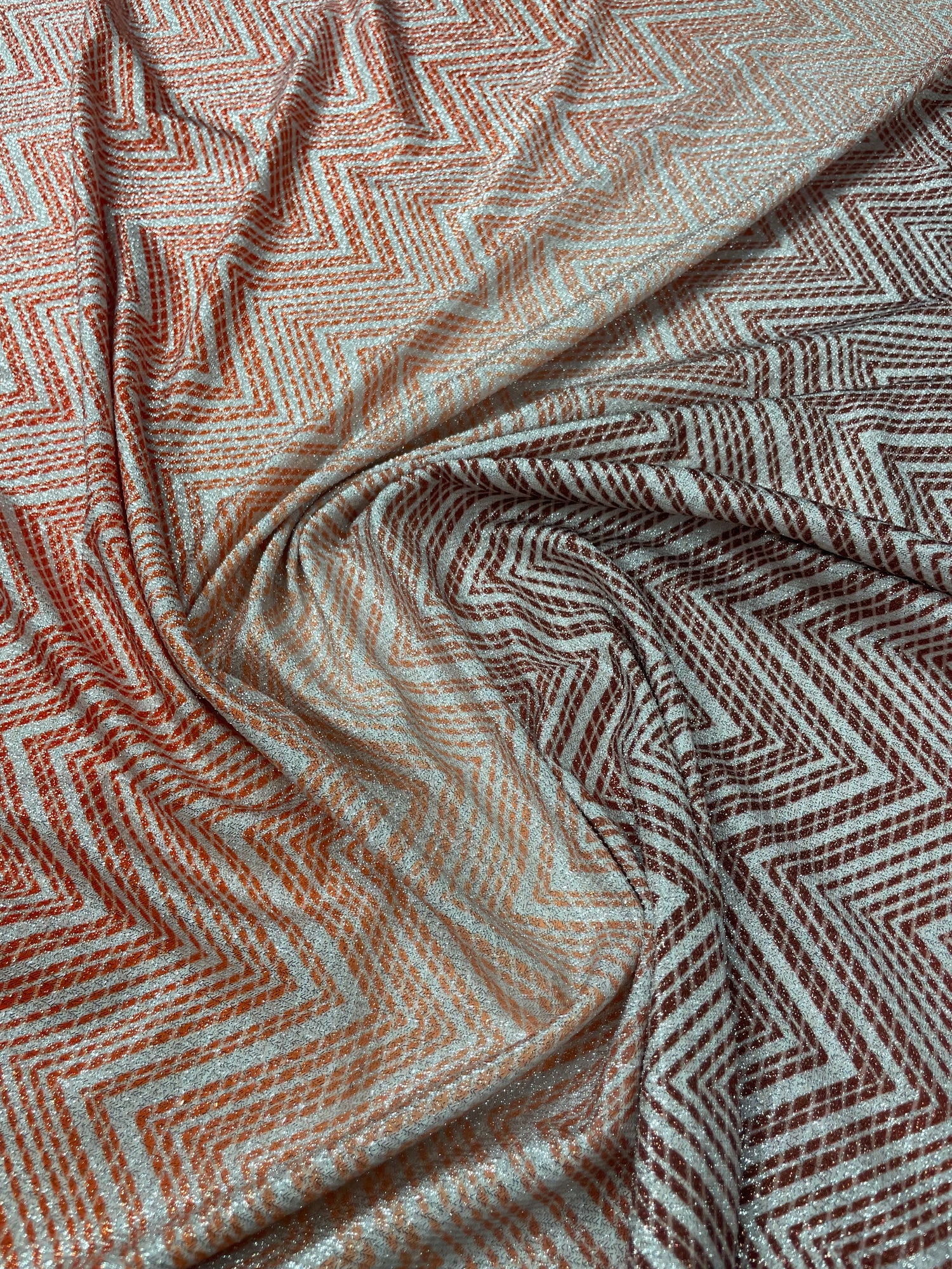 Ombre Chevron Metallic Lurex Fabric by the Metre