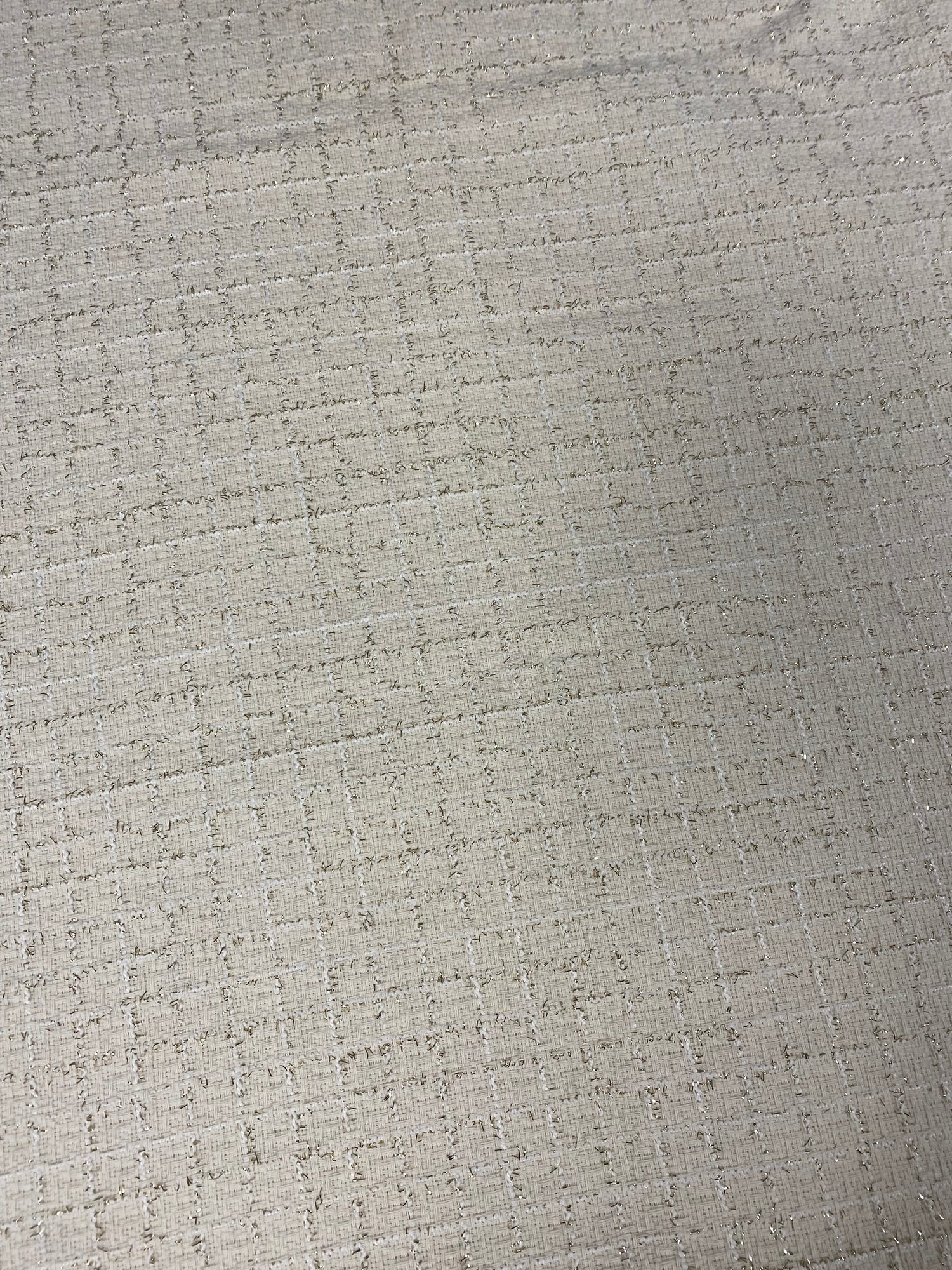 White Sparkling Tweed Fabric for Elegant Fashion and Home Décor