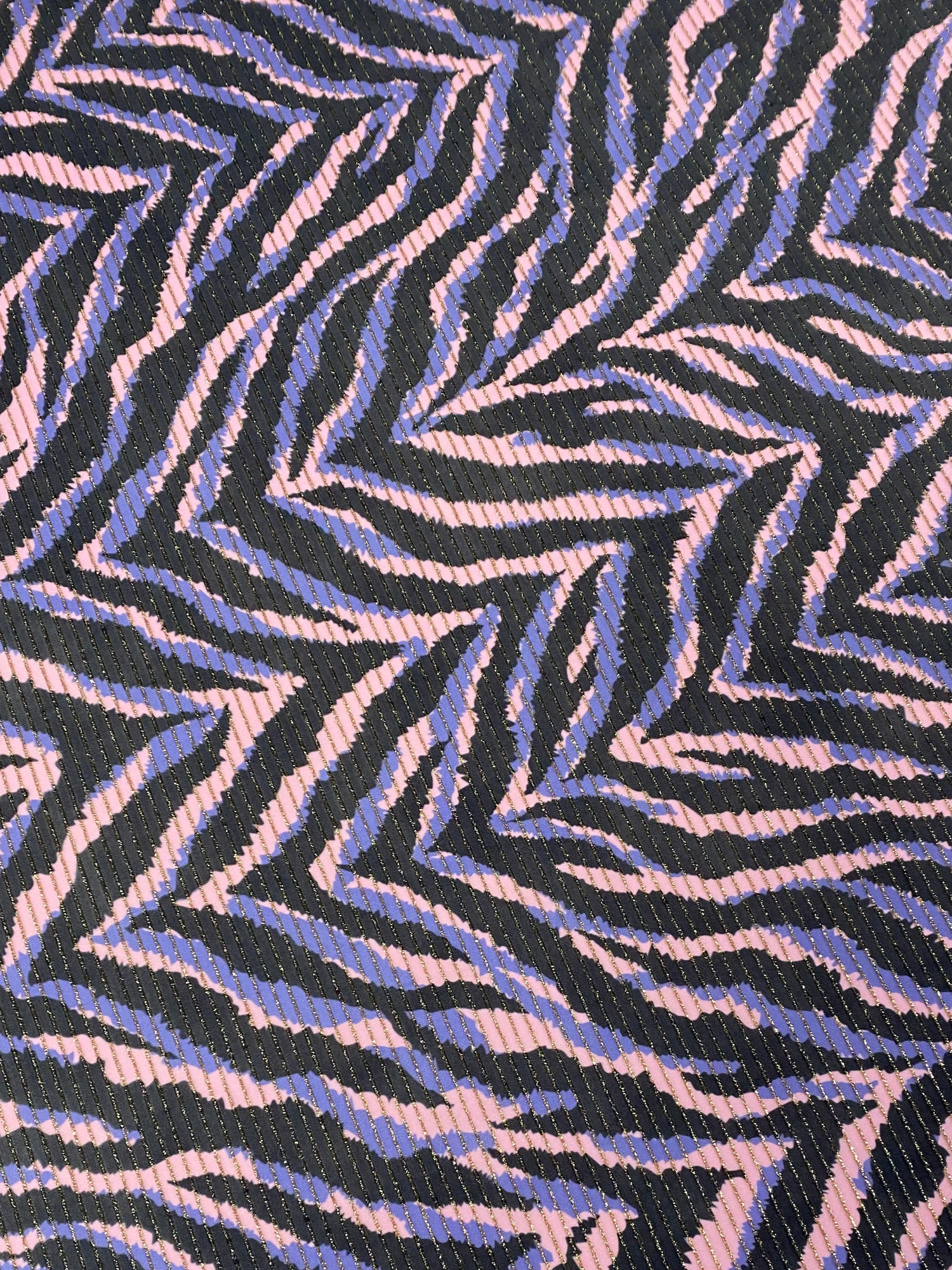 Pink Purple Zebra Lurex Fabric by the Metre
