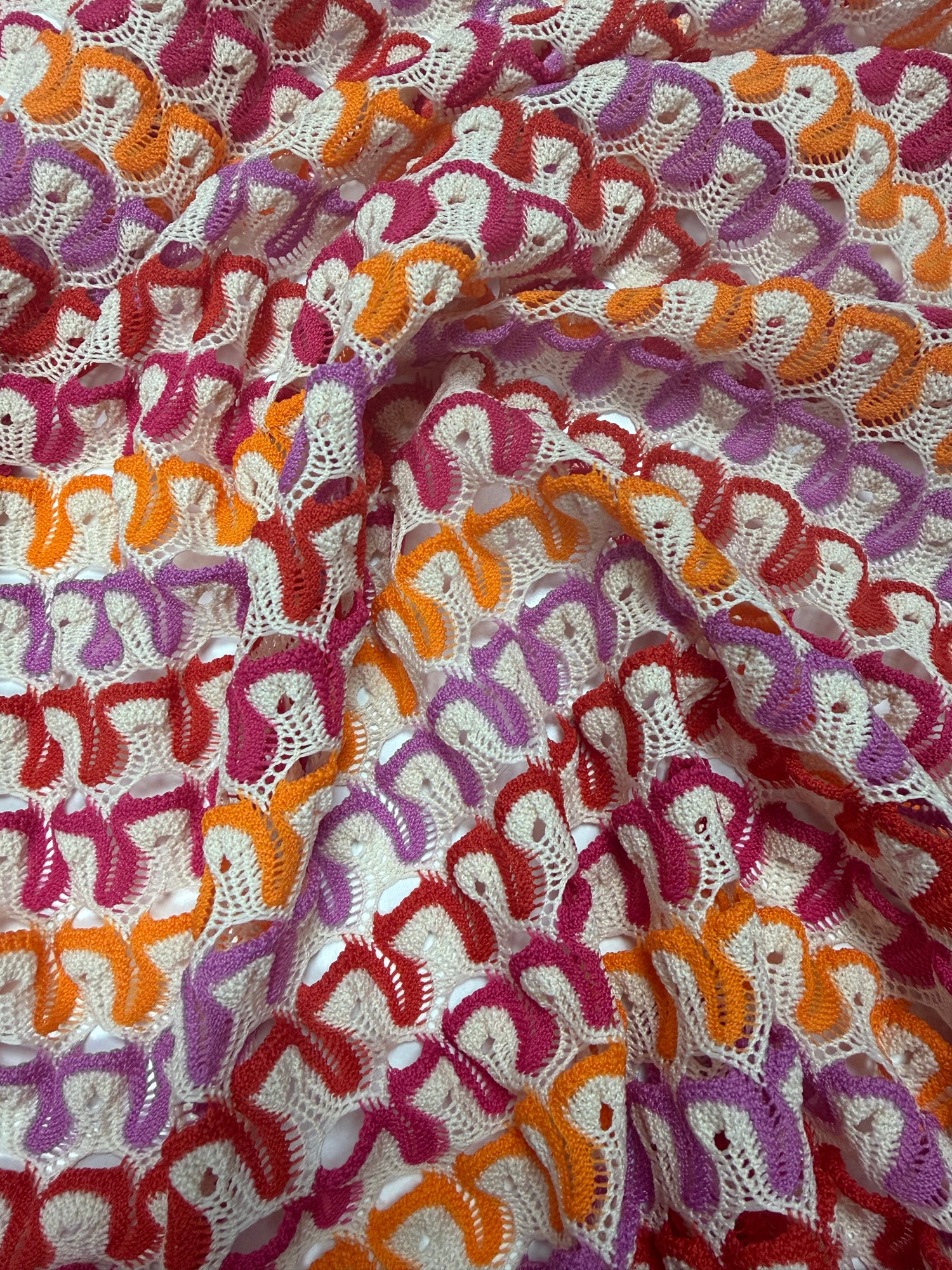 Luxury Zigzag Knit Jersey Mesh Fabric for Elegant Apparel Design