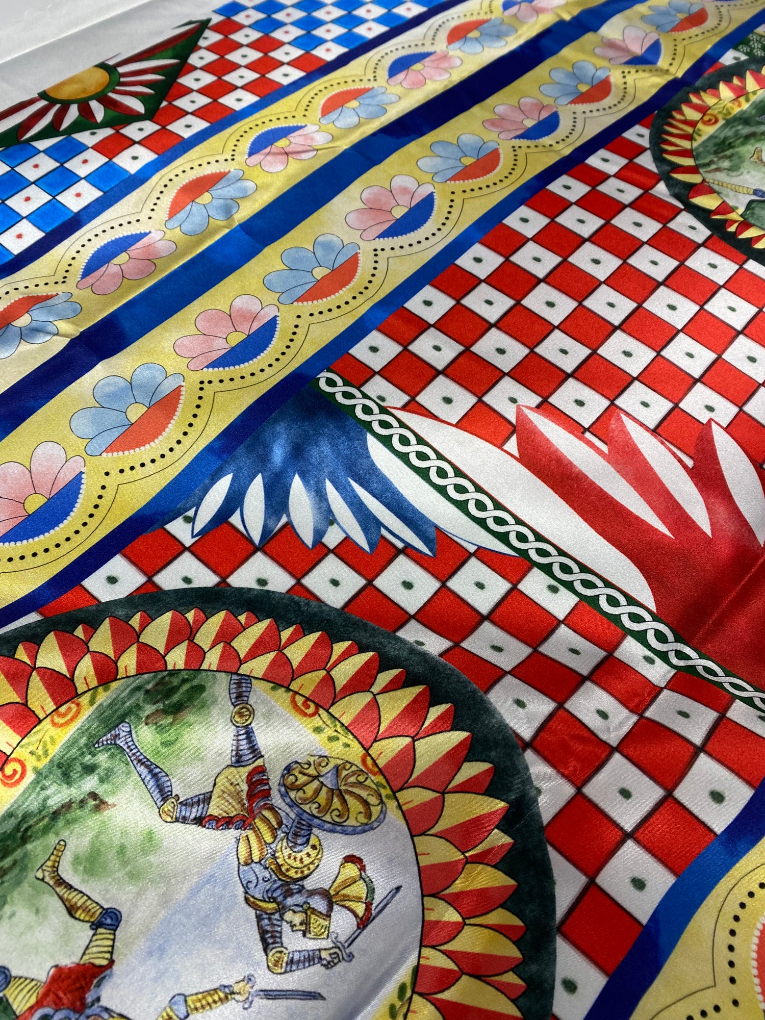 Vibrant Likra Satin Fabric by the Metre – Bold Pattern