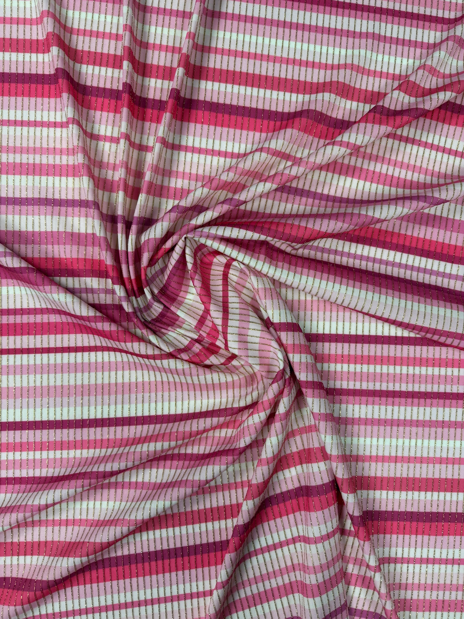 Shimmer Fabric Ottoman with Striped 4-Way Stretch Design