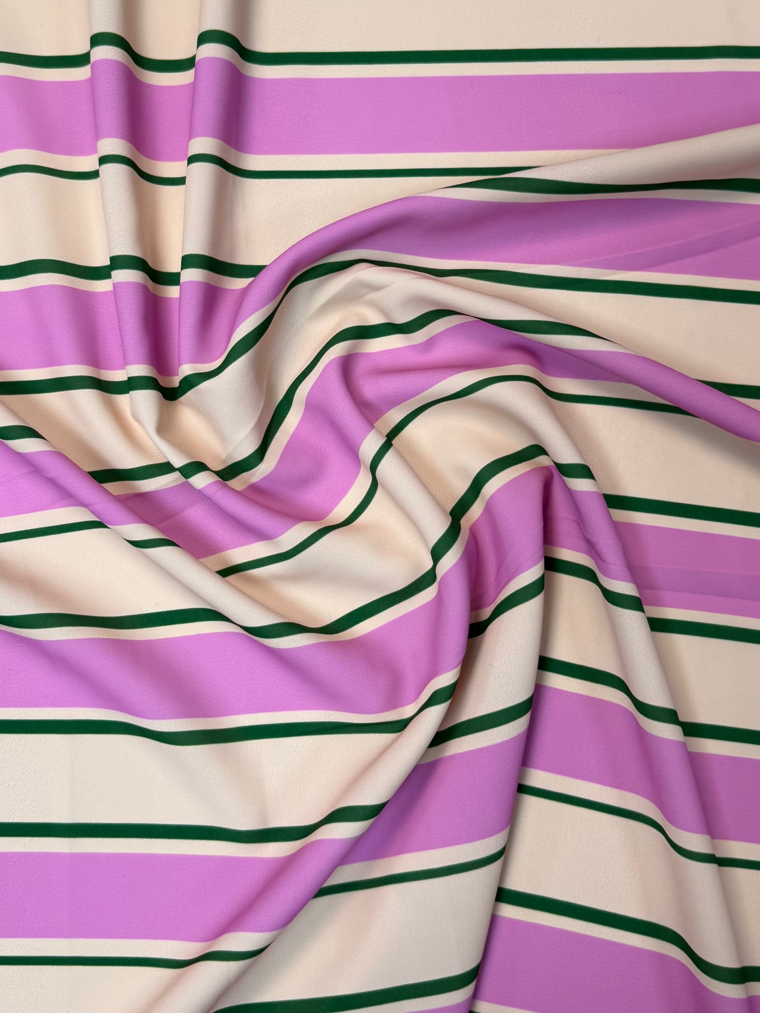 Lilac & Green Striped Fabric by the Metre
