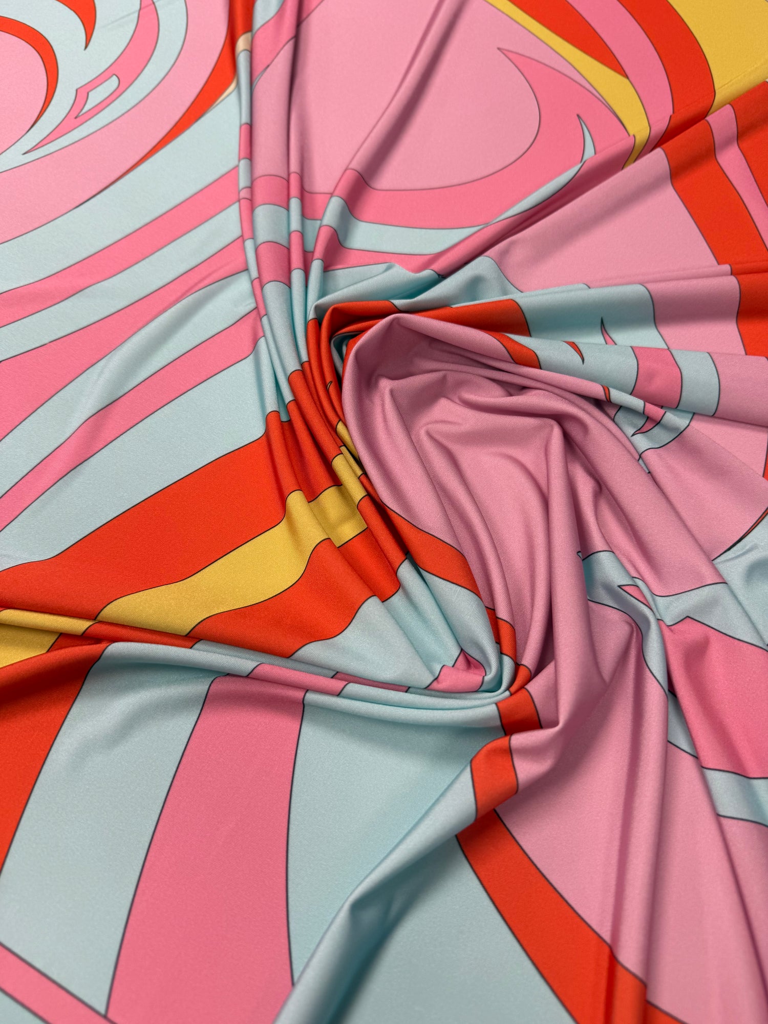 Retro Wave Print Stretch Lycra Stretch Fabric by the Metre