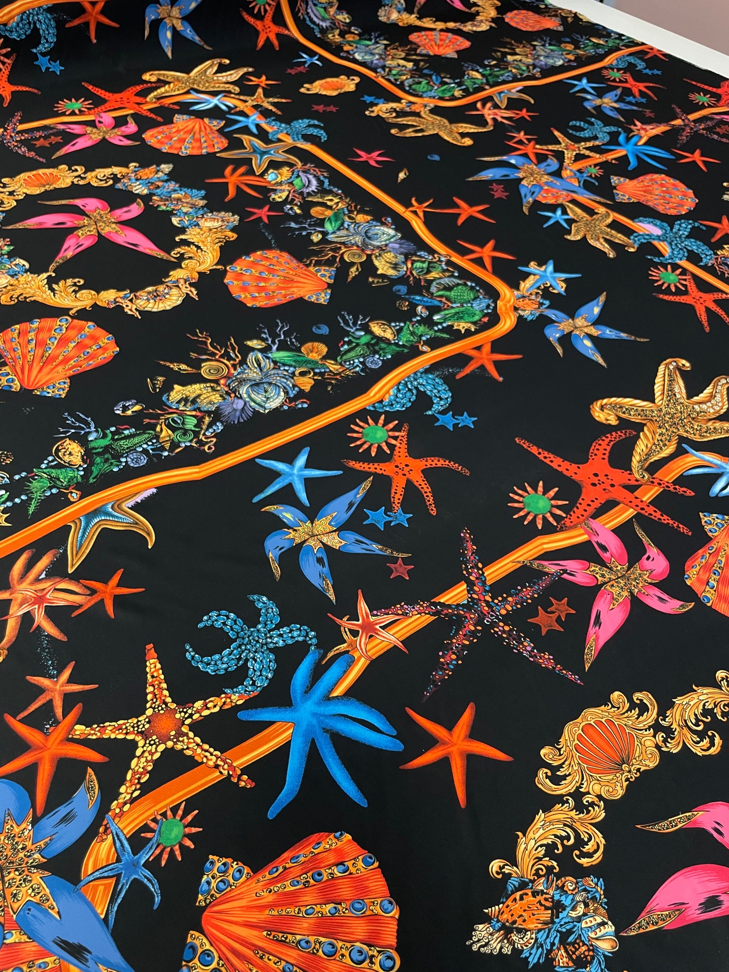 Starfish & Seashell Crepe Fabric by the Metre – Vibrant