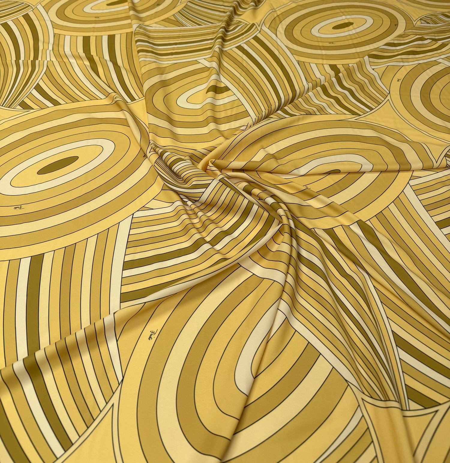 Gold Abstract Crepe Fabric by the Metre