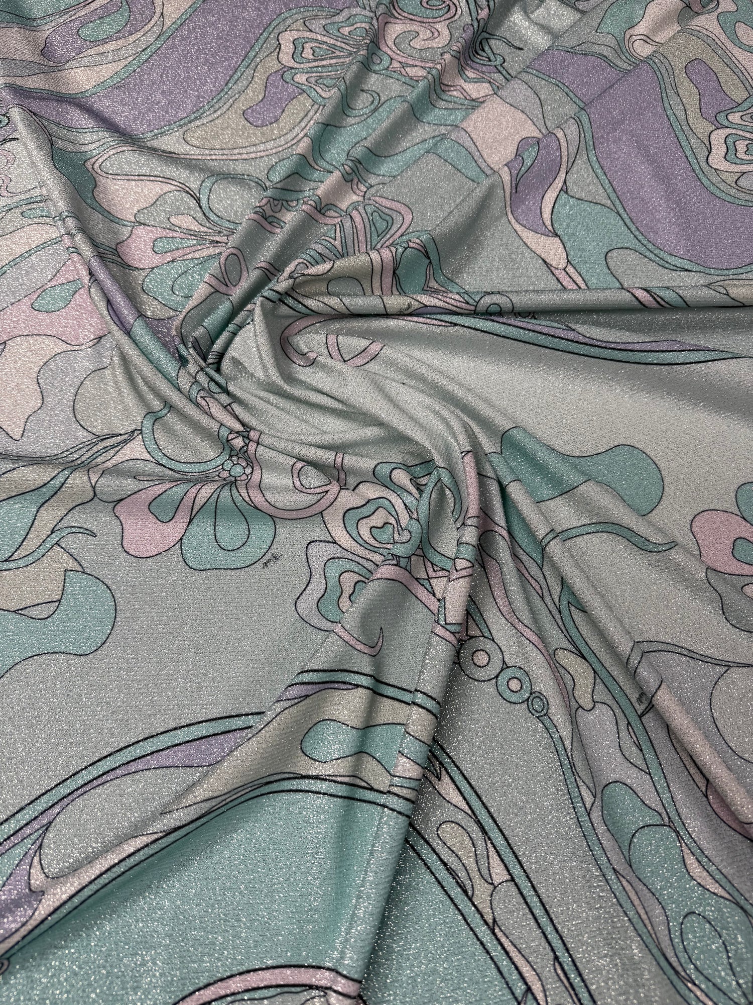 Abstract Pastel Lurex Fabric by the Metre