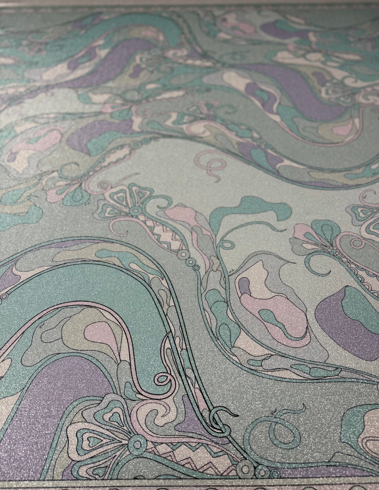 Abstract Pastel Lurex Fabric by the Metre