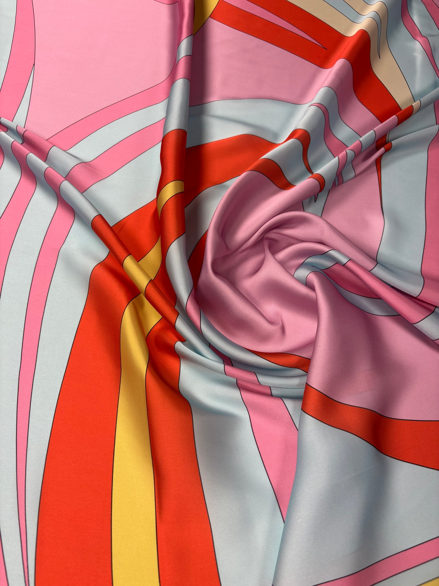 Retro Abstract Satin Fabric by the Metre