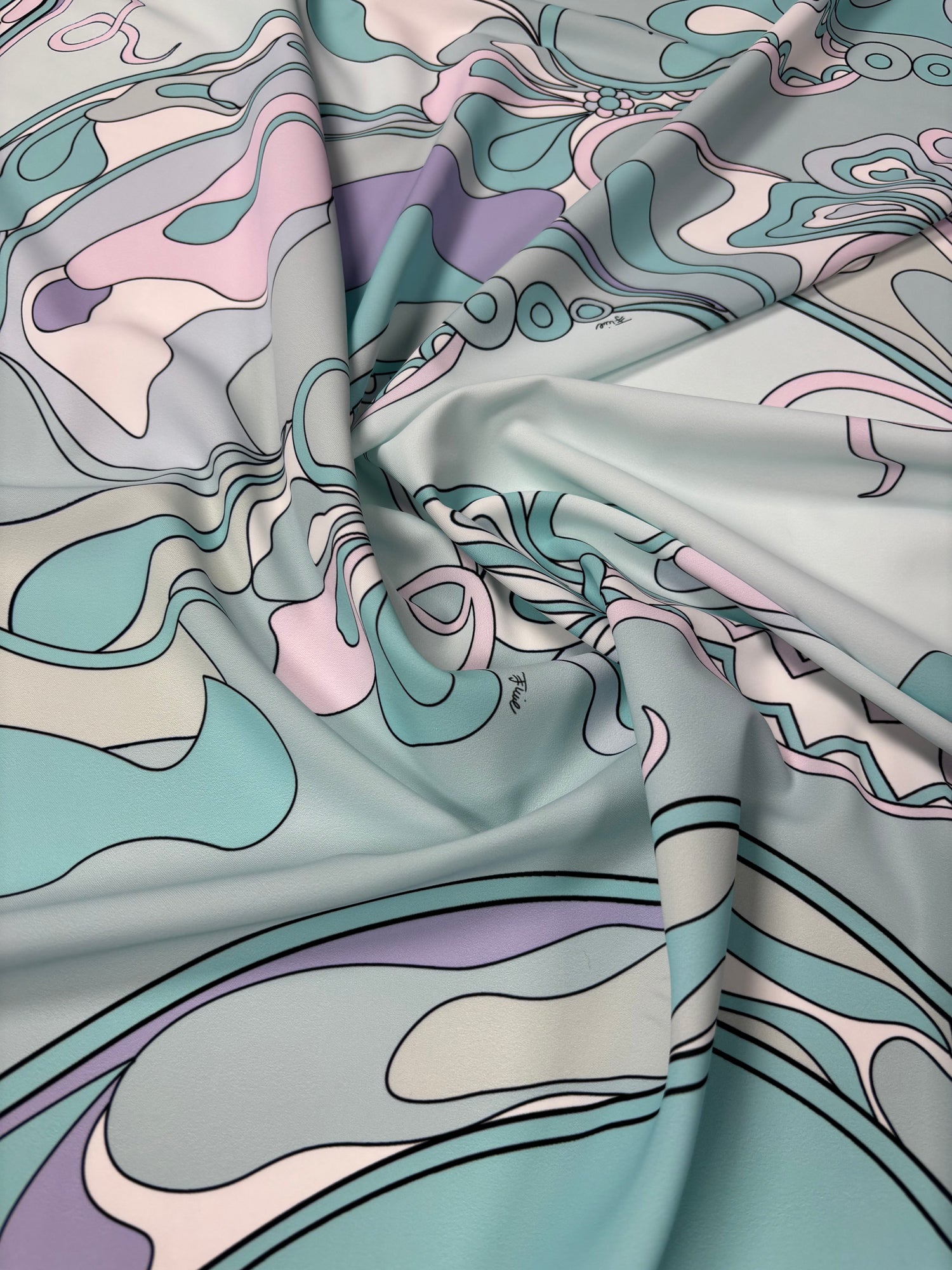 Pastel Abstract Crepe Fabric by the Metre