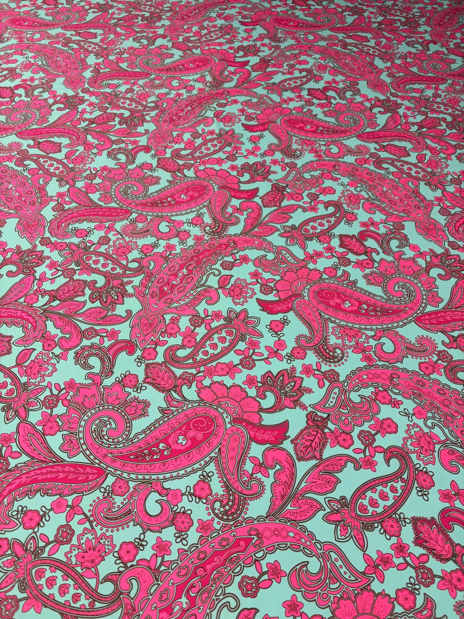 Pink Paisley Crepe Fabric by the Metre