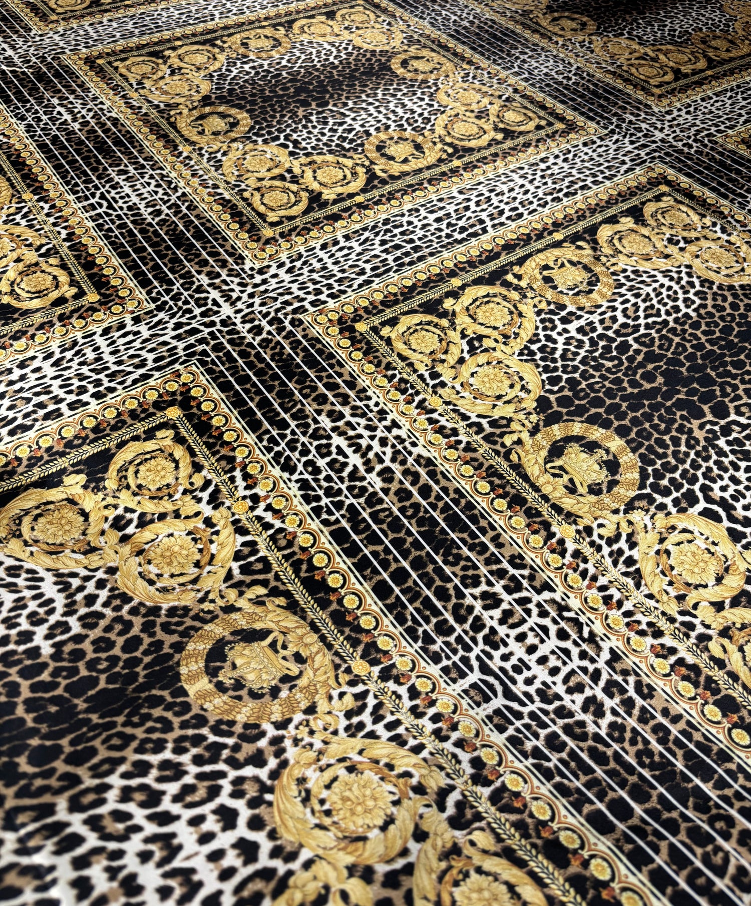 Chain Print Lycra Satin Fabric by the Metre