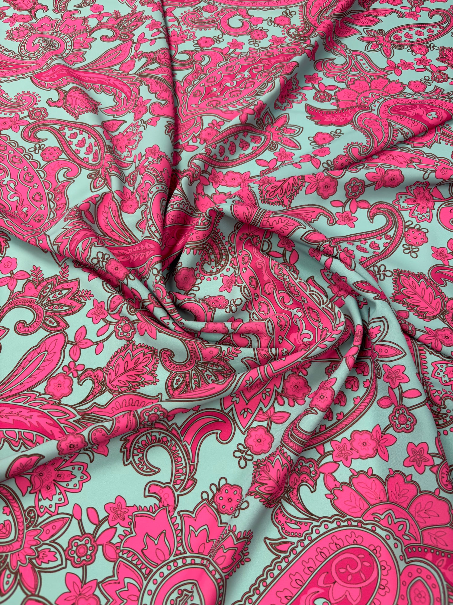 Pink Paisley Crepe Fabric by the Metre