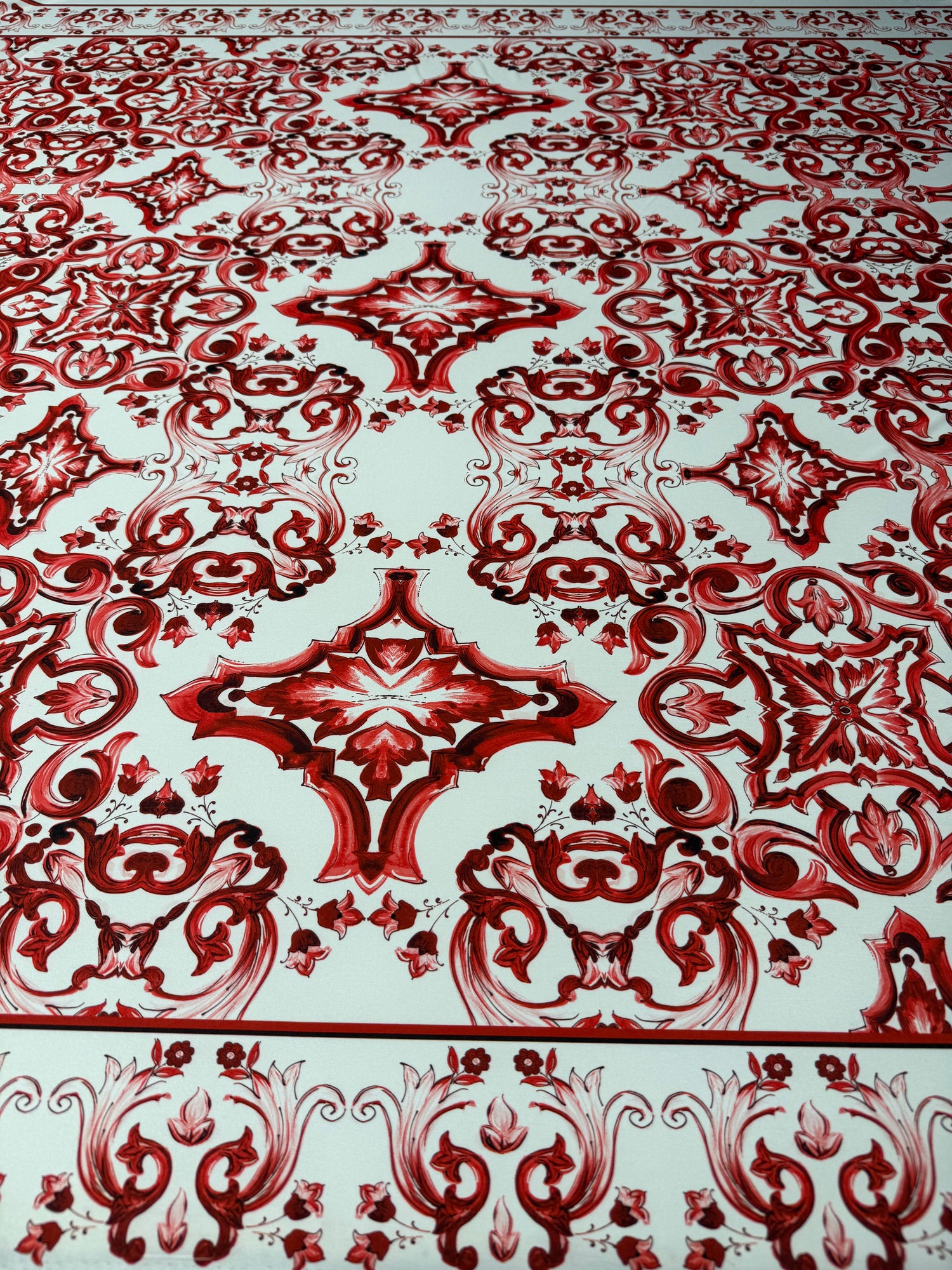 Red Baroque Lycra Stretch Fabric by the Metre
