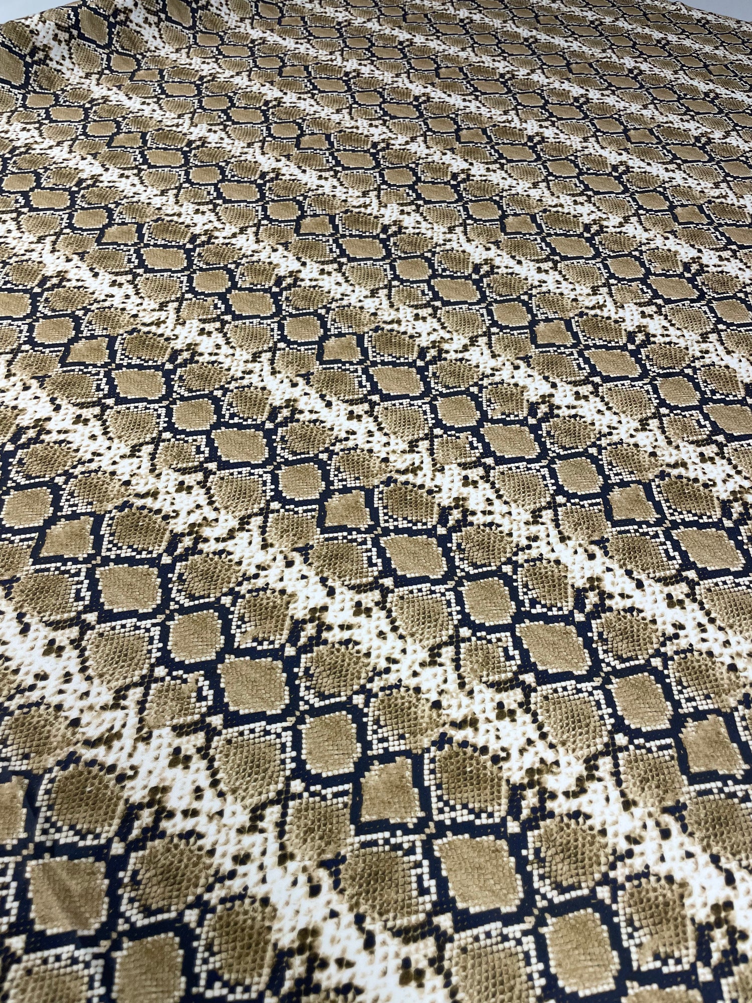 Snake Print Spandex Fabric in Brown Beige by the Metre
